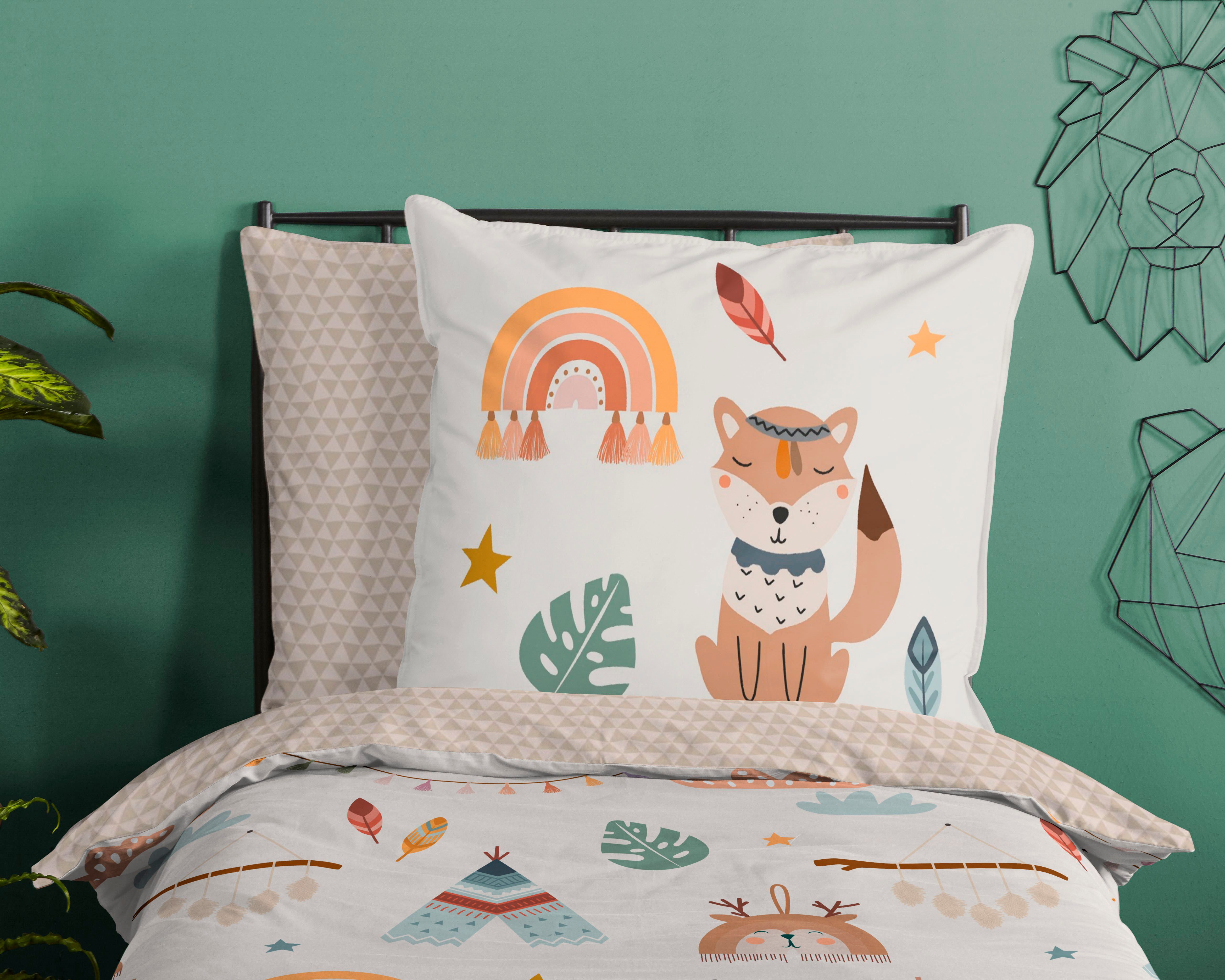 good morning Kinderbettwäsche Remi, Renforcé, 2 teilig, 100% Baumwolle, 135x200, Reißverschluss, Wendeoptik, Kind, Simple Sand