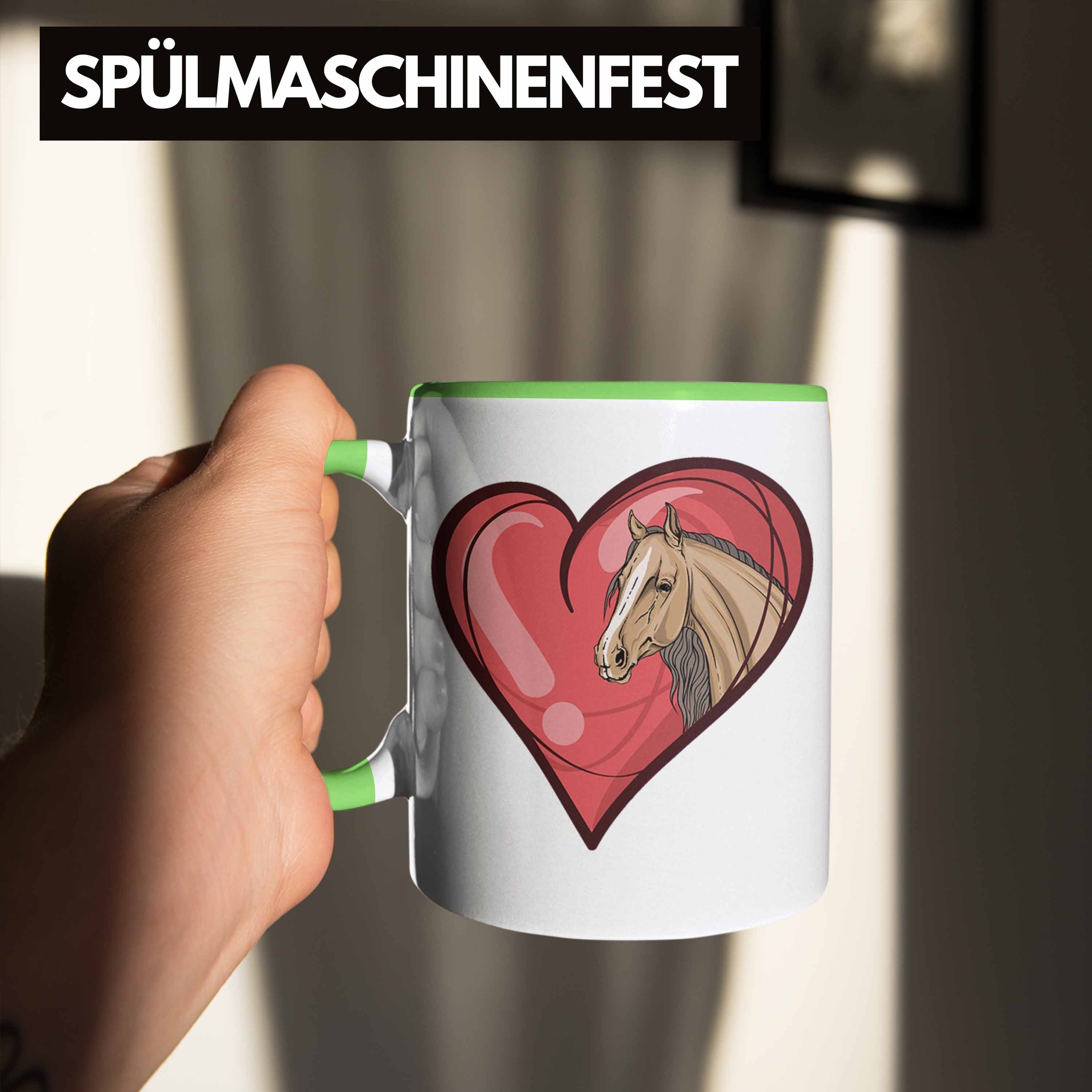 Grafik Tasse Tasse Grün Trendation Lustig Pferde Geschenk