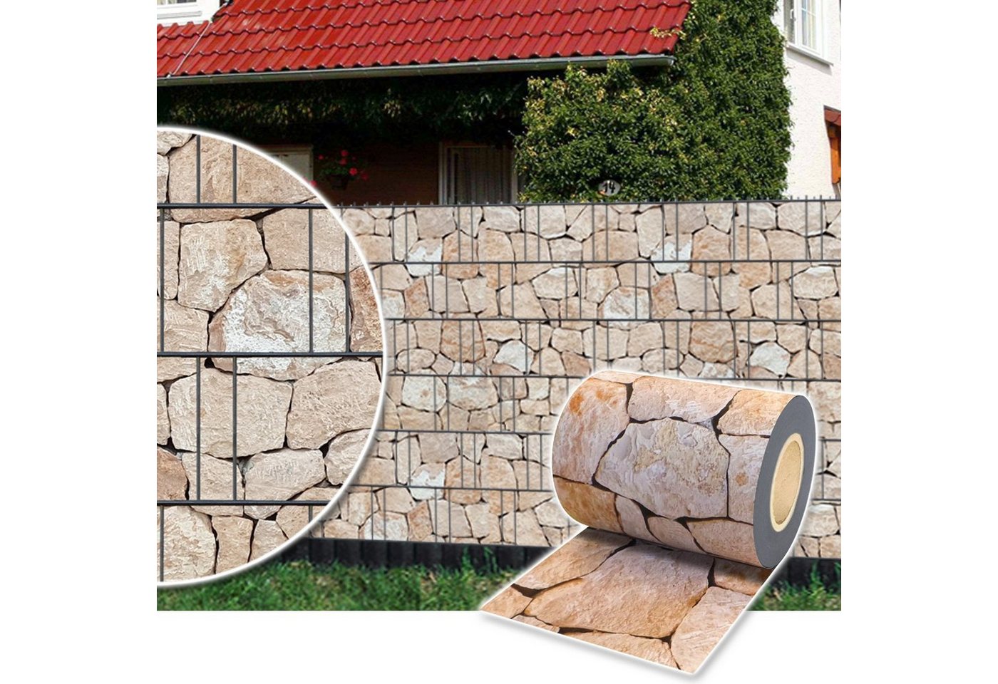 Thumbnail - Plantiflex Sichtschutzstreifen Sichtschutz Rolle 35m blickdicht PVC Zaunfolie, (Sichtschutzfolie Windschutz, für Doppels...