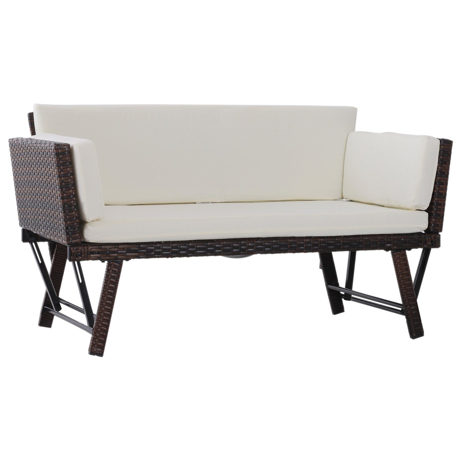 vidaXL Gartensofa 2-Sitzer Grau 124cm Poly Rattan Lounge Sofa Gartenbank 