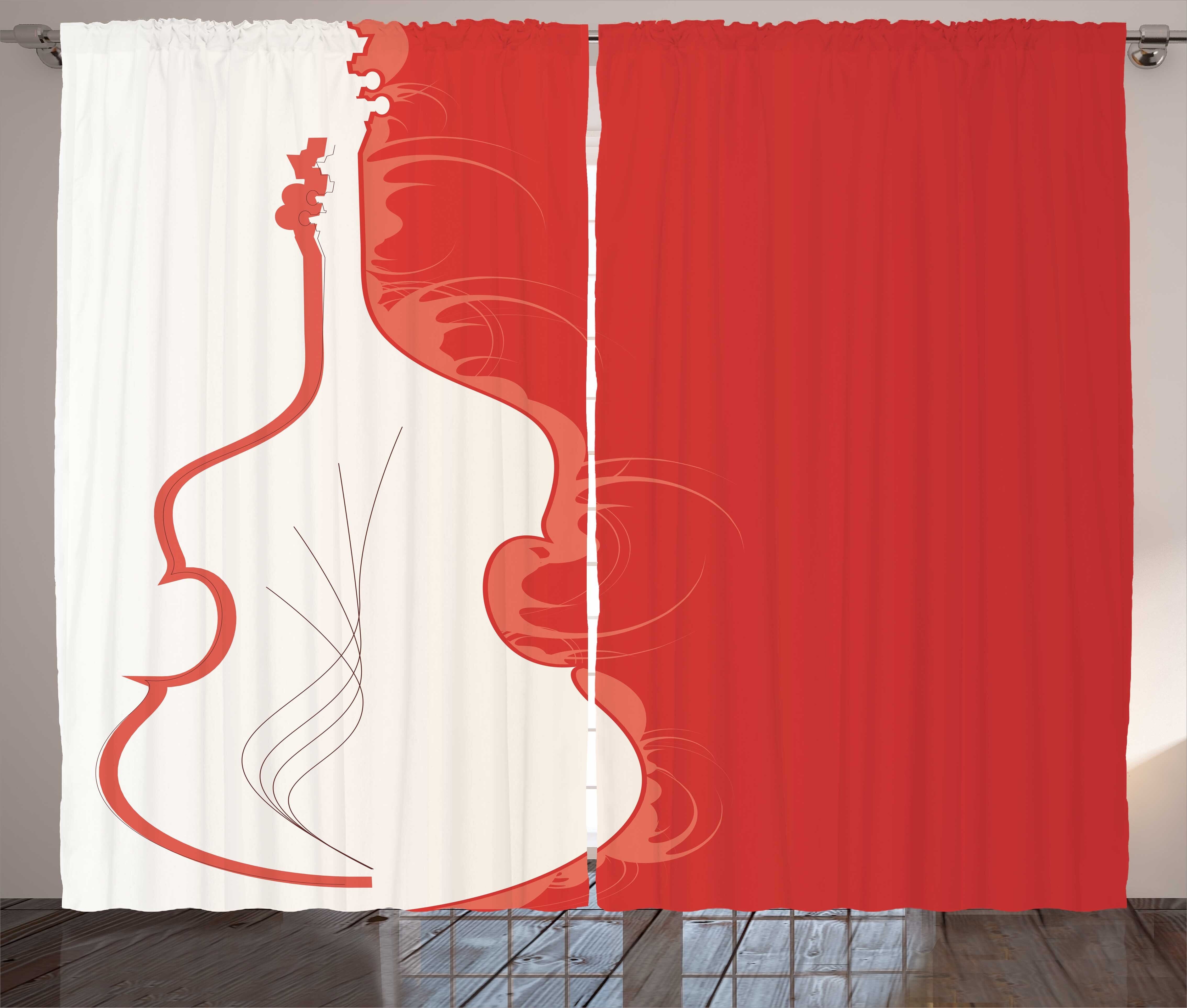 Gardine Schlafzimmer Kräuselband Vorhang mit Schlaufen und Haken, Abakuhaus, Cello Abstrakte Musik-Entwurf