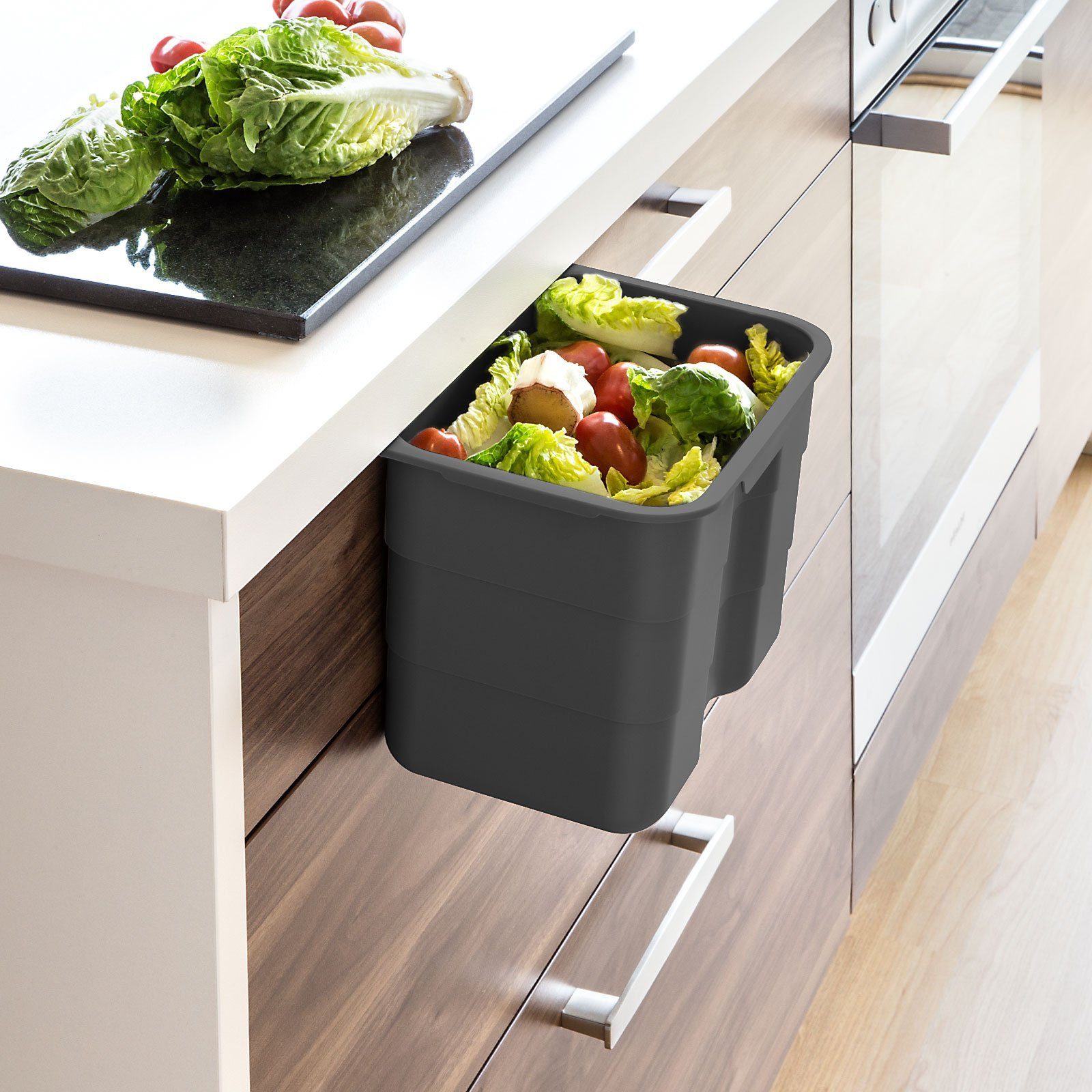 SO-TECH® Mülltrennsystem essensa biobin mit Deckel 4,2 L Multifunktionsbehälter, Biomülleimer anhrazit