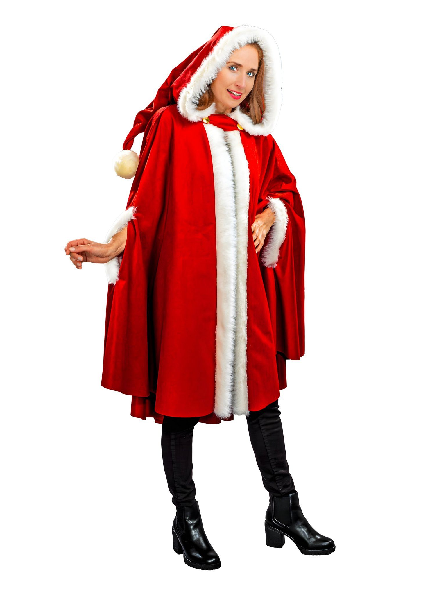 Metamorph Umhang Eleganter Weihnachtsumhang - Weihnachtsfrau Kostüm, Das trägt Miss Santa auf Weihnachtsfeier und Adventsmarkt!