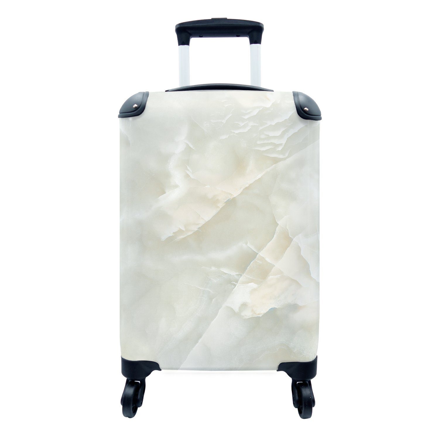 MuchoWow Handgepäckkoffer Marmor - Muster - Weiß, 4 Rollen, Reisetasche mit rollen, Handgepäck für Ferien, Trolley, Reisekoffer