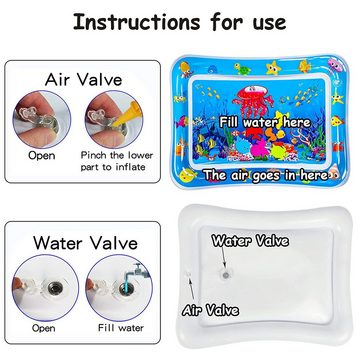 HYTIREBY Planschbecken Wassermatte Baby,Wasserspielmatte Sensorisches Spielzeug, (1-tlg), Spielmatte, blau, teilweise mit Wasser befüllbar