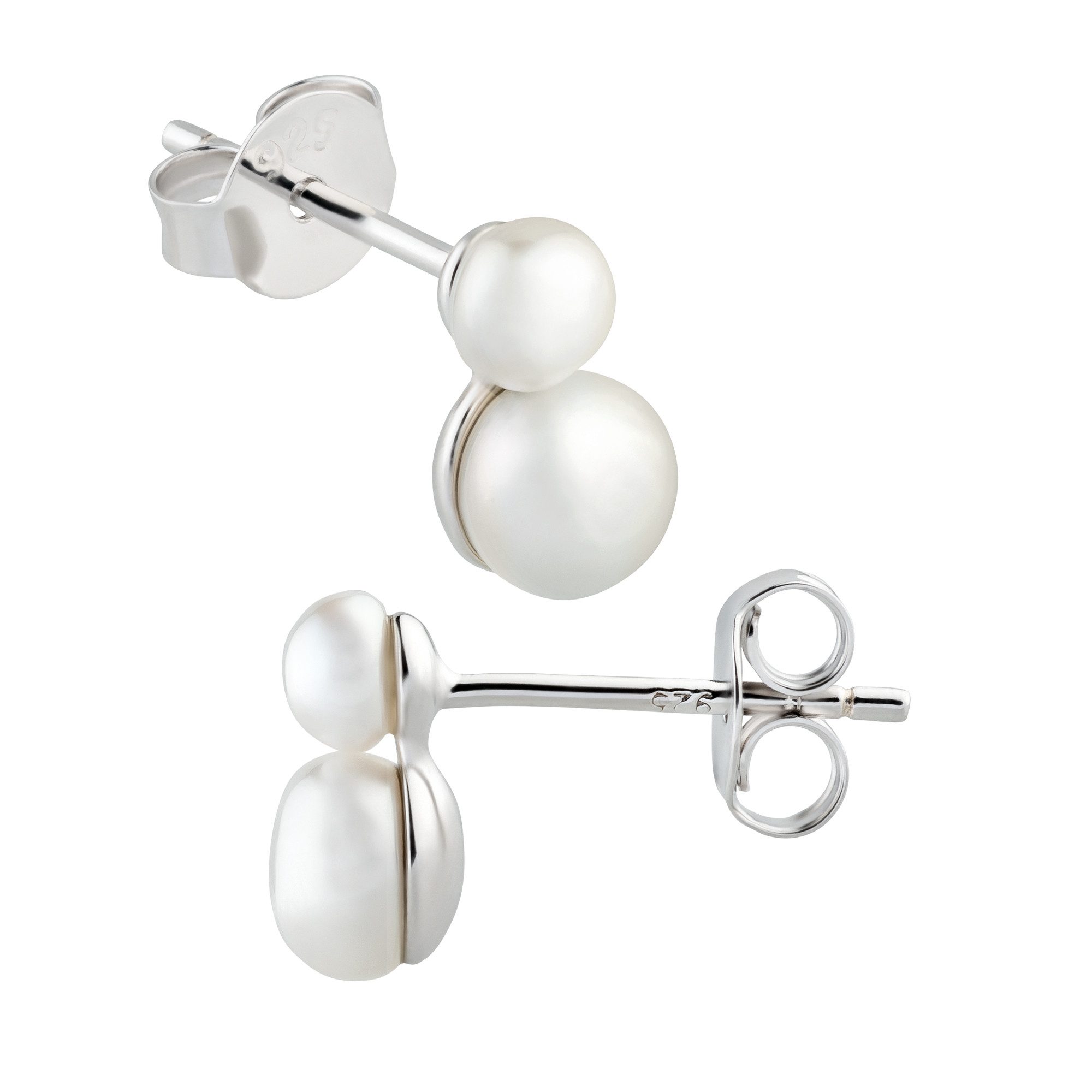 Schöner-SD Perlenohrringe Kleine Ohrstecker mit zwei Süßwasserperlen, Perle günstig online kaufen