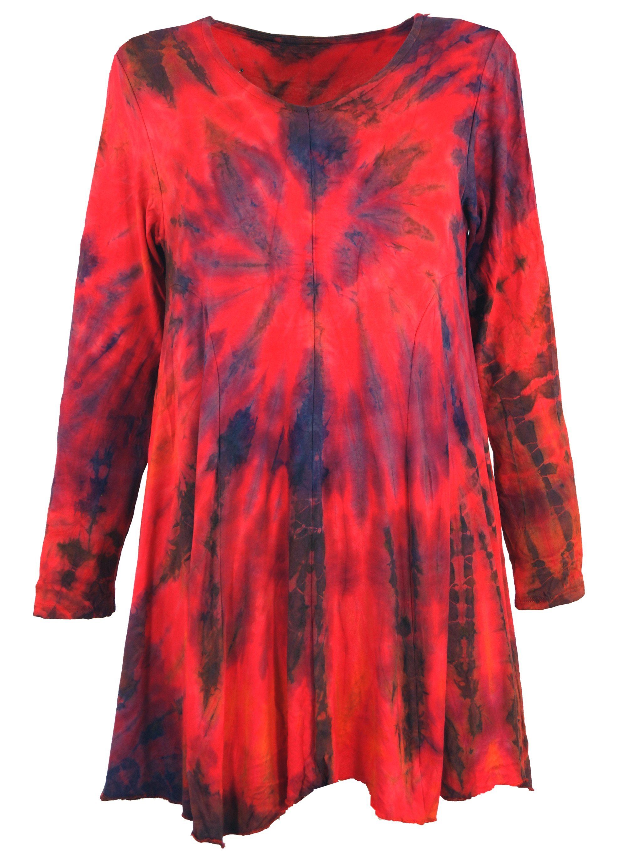 Guru-Shop Midikleid Batik Minikleid, Langarm Boho günstig online kaufen