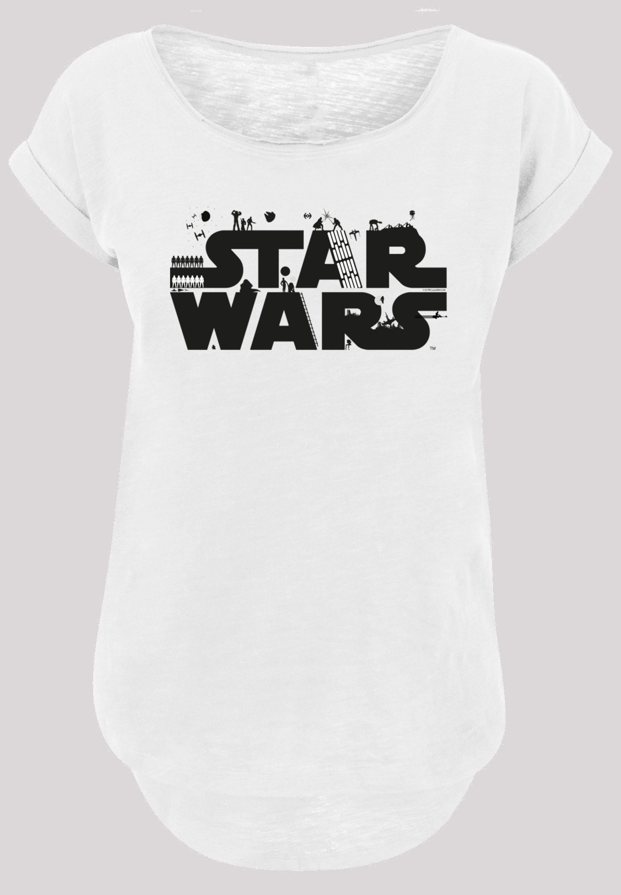 F4NT4STIC Kurzarmshirt Damen Star Wars Slub with Tee -WHT Minimalist Ladies Long (1-tlg) Logo