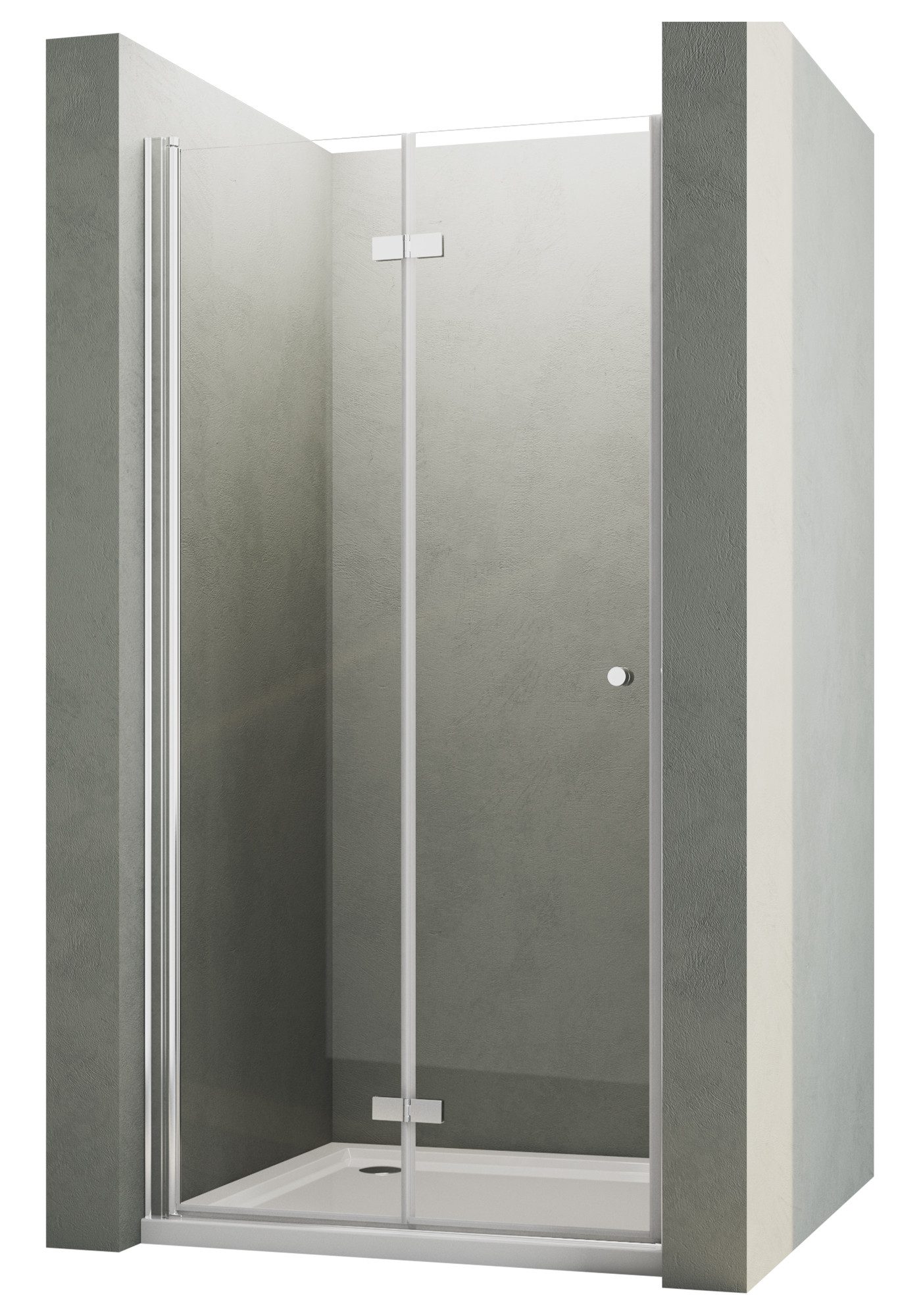 Hopibath Dusch-Falttür Nischentür Dusche Duschtür faltbar, 75x185 cm, 5mm Sicherheitsglas, (Drehtür, B:120/100/90/80/75cm) mit Alu-Bodenleiste, Magnetdichtleisten
