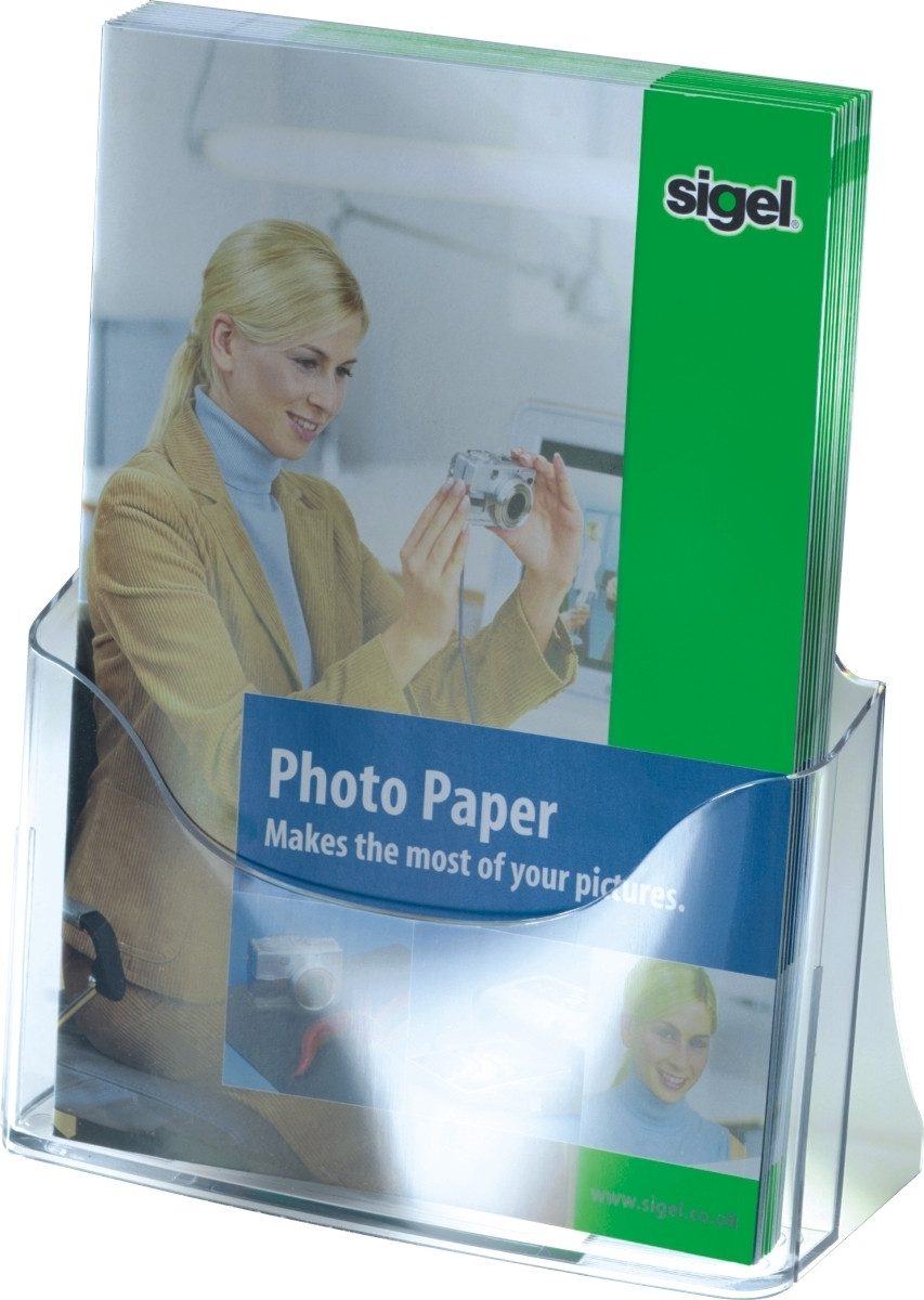 Stehsammler Tisch-Prospekthalter A4 mit 1 Fach glasklar VE=1 Stück.