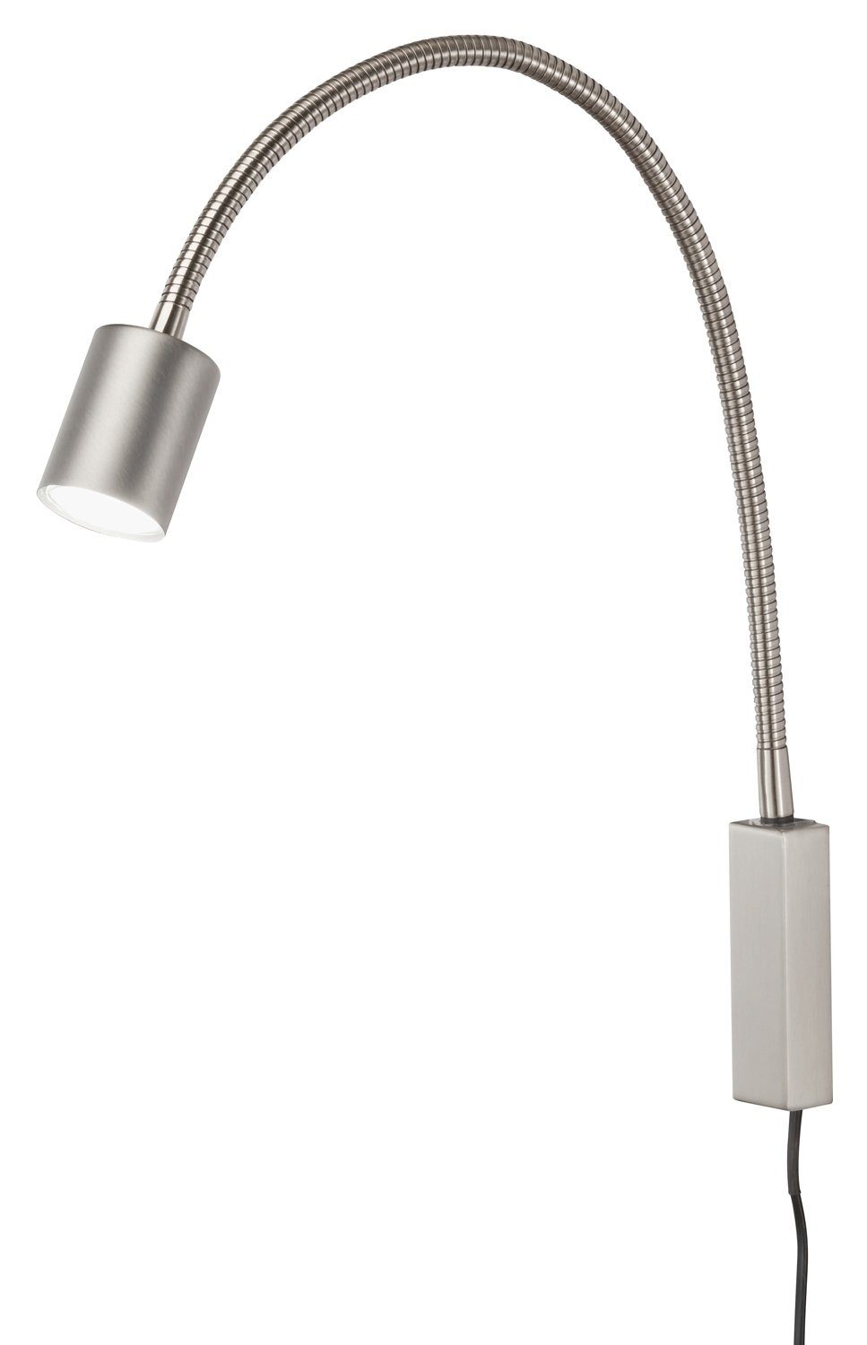 FISCHER & HONSEL LED Wandleuchte JUSTI, 1-flammig, H 52 cm, Silbergrau, Metall, LED wechselbar, Warmweiß, mit Flexarm