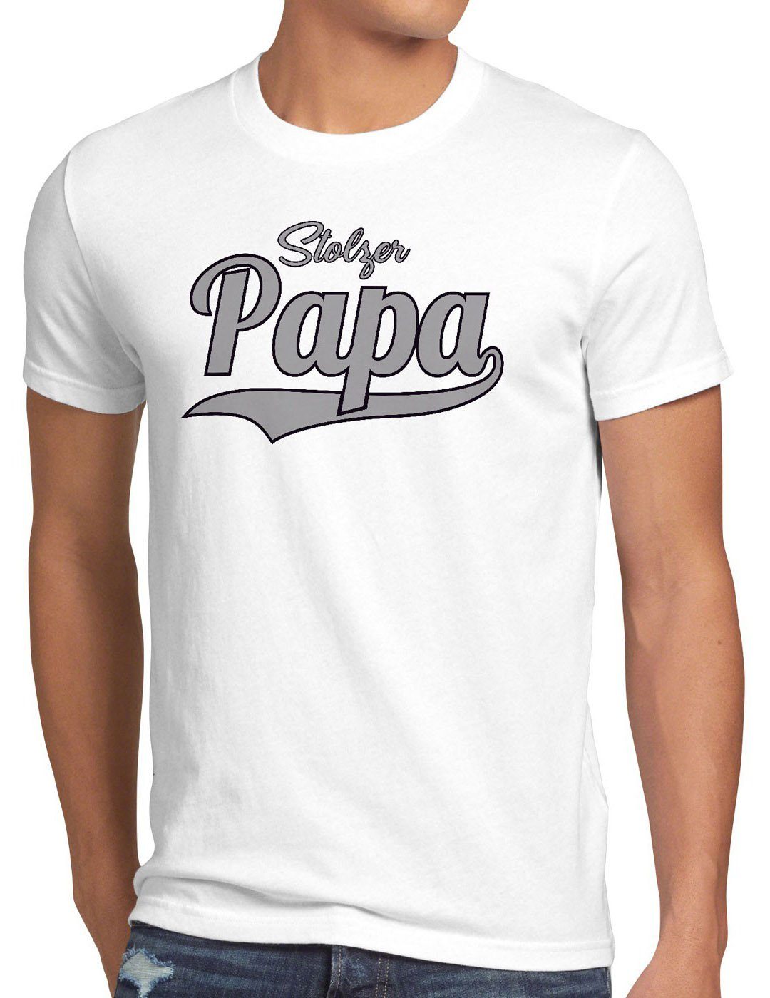 style3 Print-Shirt Herren T-Shirt Stolzer Papa Vater Dad Spruchshirt Funshirt Vatertag Fun beste weiß