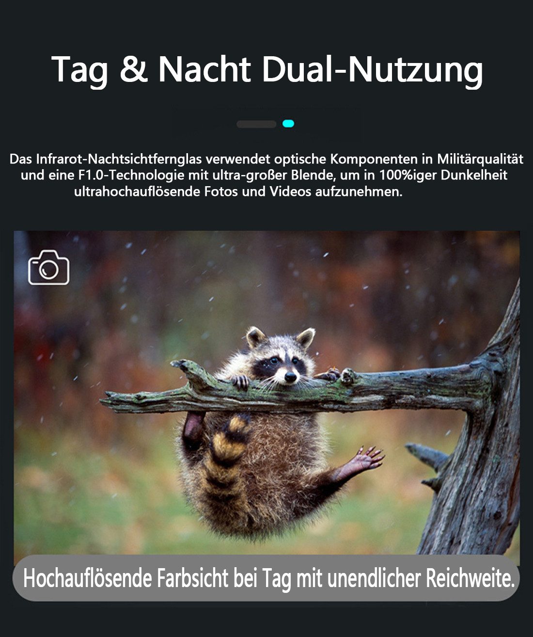 Tekoo Nachtsichtgerät Digitales Nachtsichtgerät Infrarot 2.5K QHD 800m Reichweite Akku 64GB, 800m Sichtweite bei Dunkelheit, 2.5K QHD Videoaufnahme mit Ton