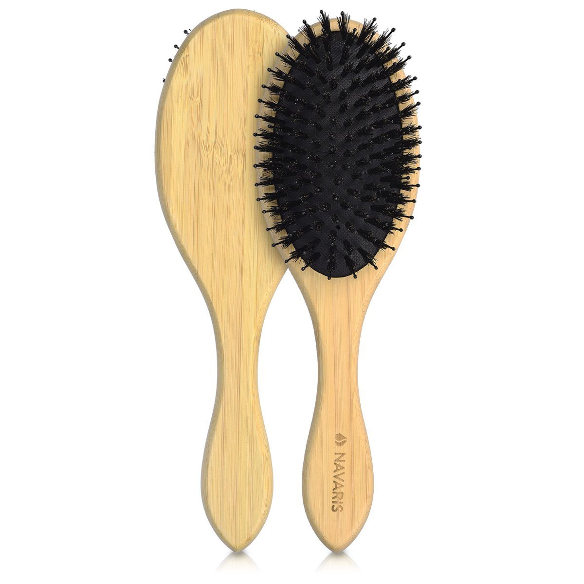 Navaris Haarbürste, Holzbürste mit Wildschwein- und Nylonborsten für  Kopfhautmassage