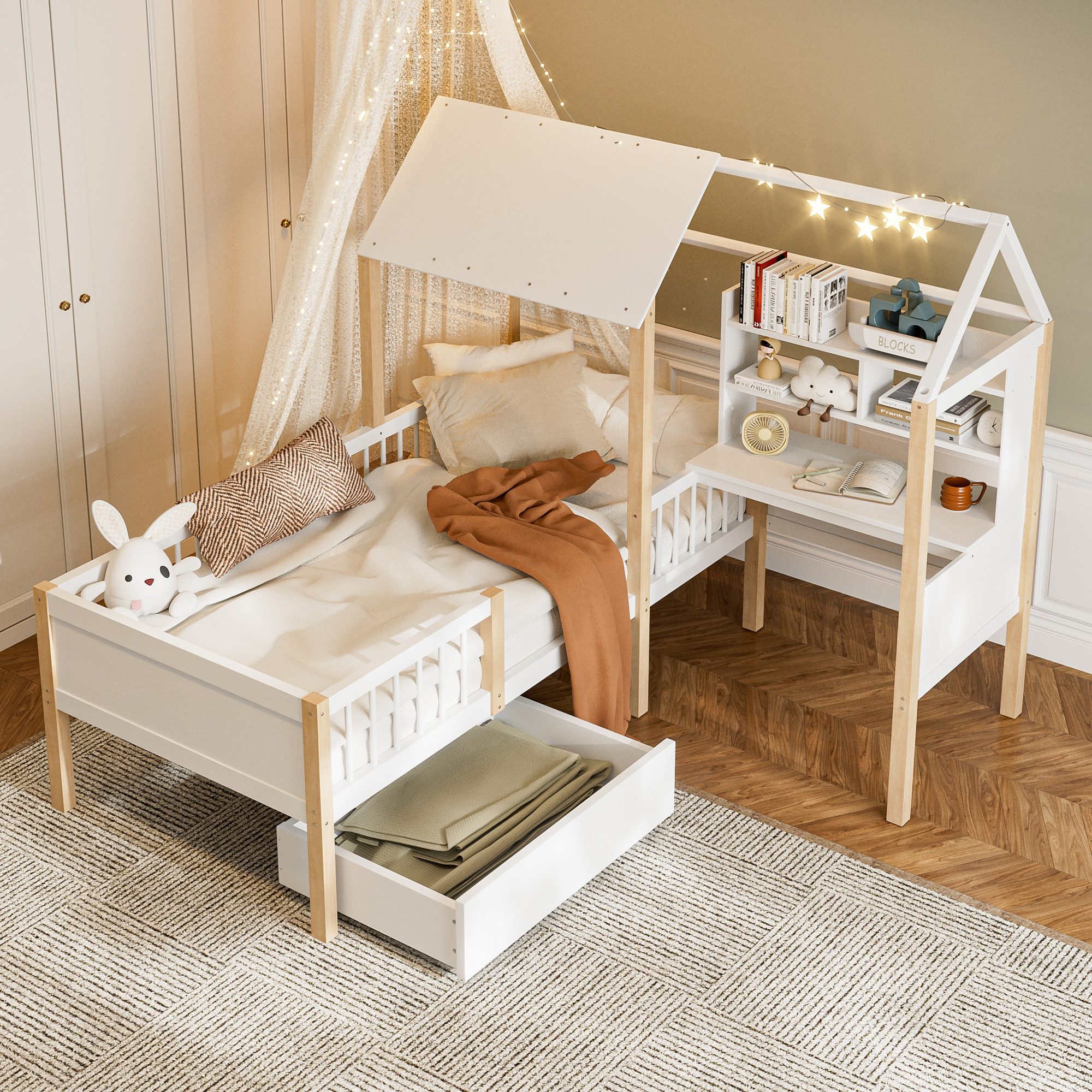 STILVORA Kinderbett Holzbett 90x200 mit Stauraum günstig online kaufen