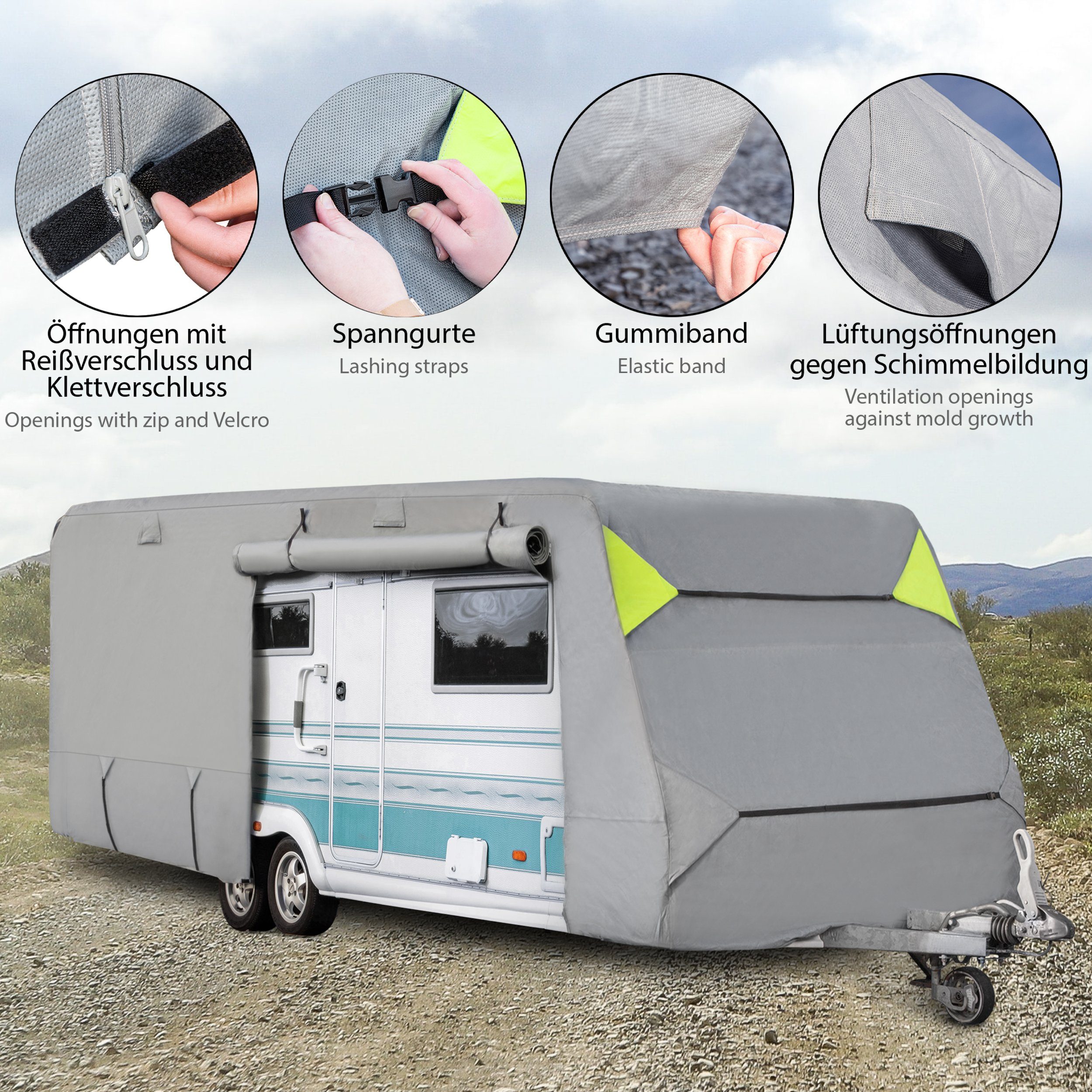 ONVAYA Wohnwagenschutzhülle Wohnwagen-Schutzhülle, Abdeckung fürs Wohnmobil, Abdeckplane