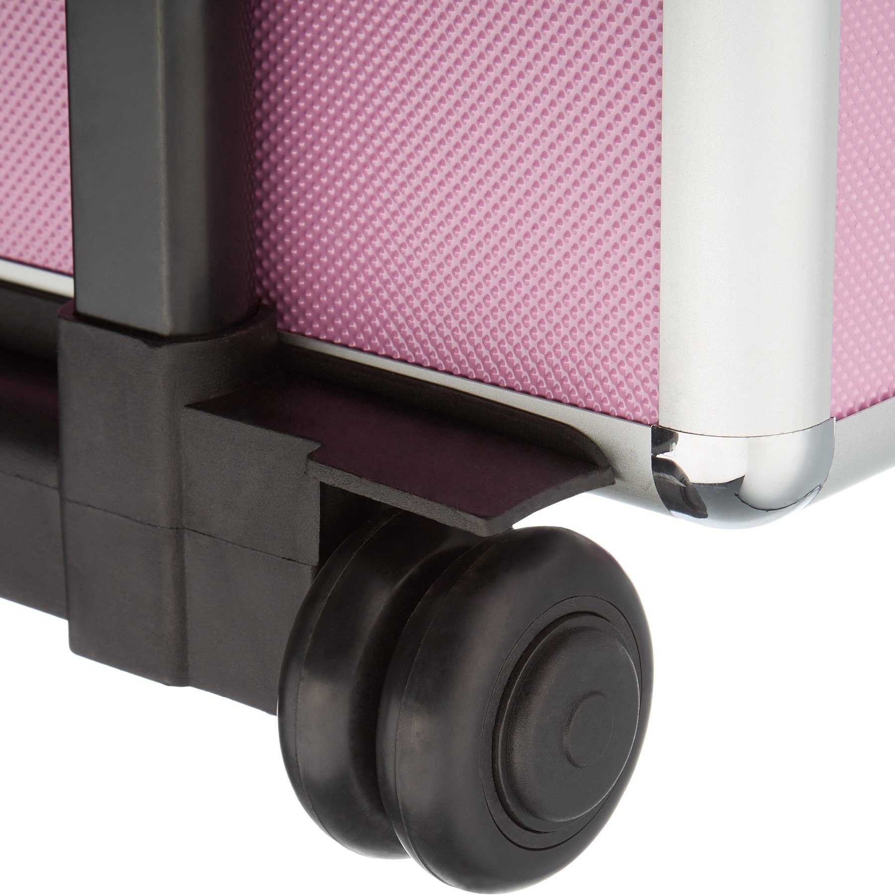 Koffer Etagen, pink Kosmetiktrolley 4 tectake Rollen 2 Rollen, mit 2