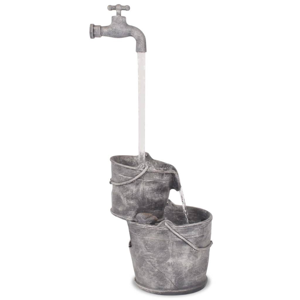 vidaXL Wasserfall Wasserspiel mit Wasserhahn und Eimern Polyresin