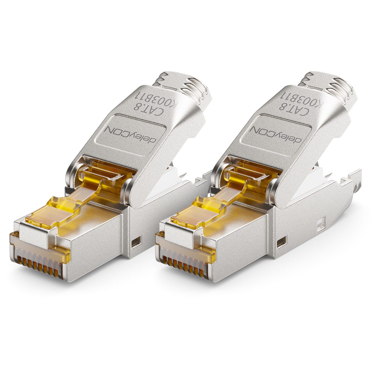 deleyCON deleyCON 2x CAT8 Netzwerkstecker RJ45 Geschirmt 40Gbit/s Stecker für Netzwerk-Adapter