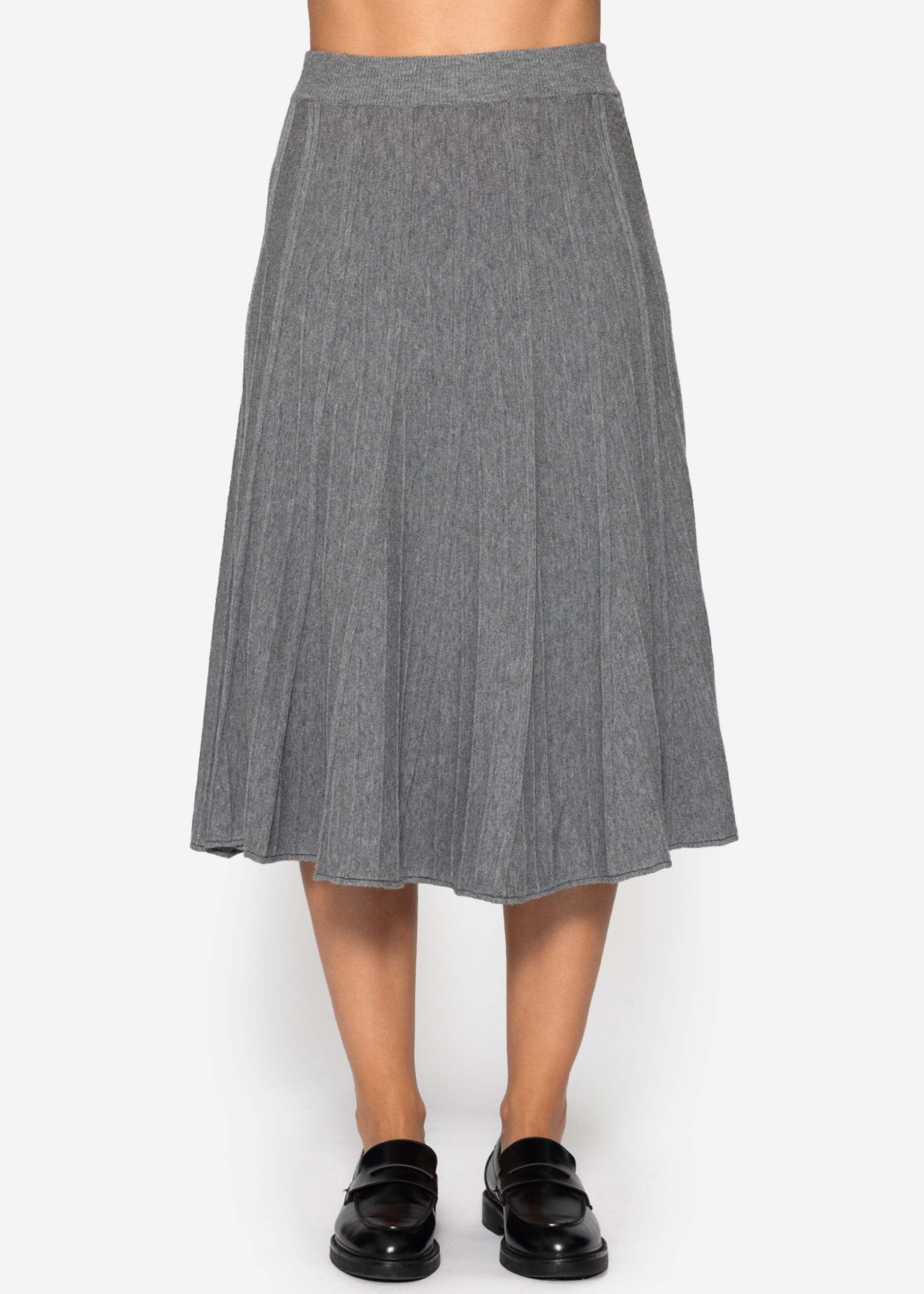 SASSYCLASSY Midirock Plissierter Strickrock für Damen Strukturierter Rock mit Plisseefalten und elastischem Bund