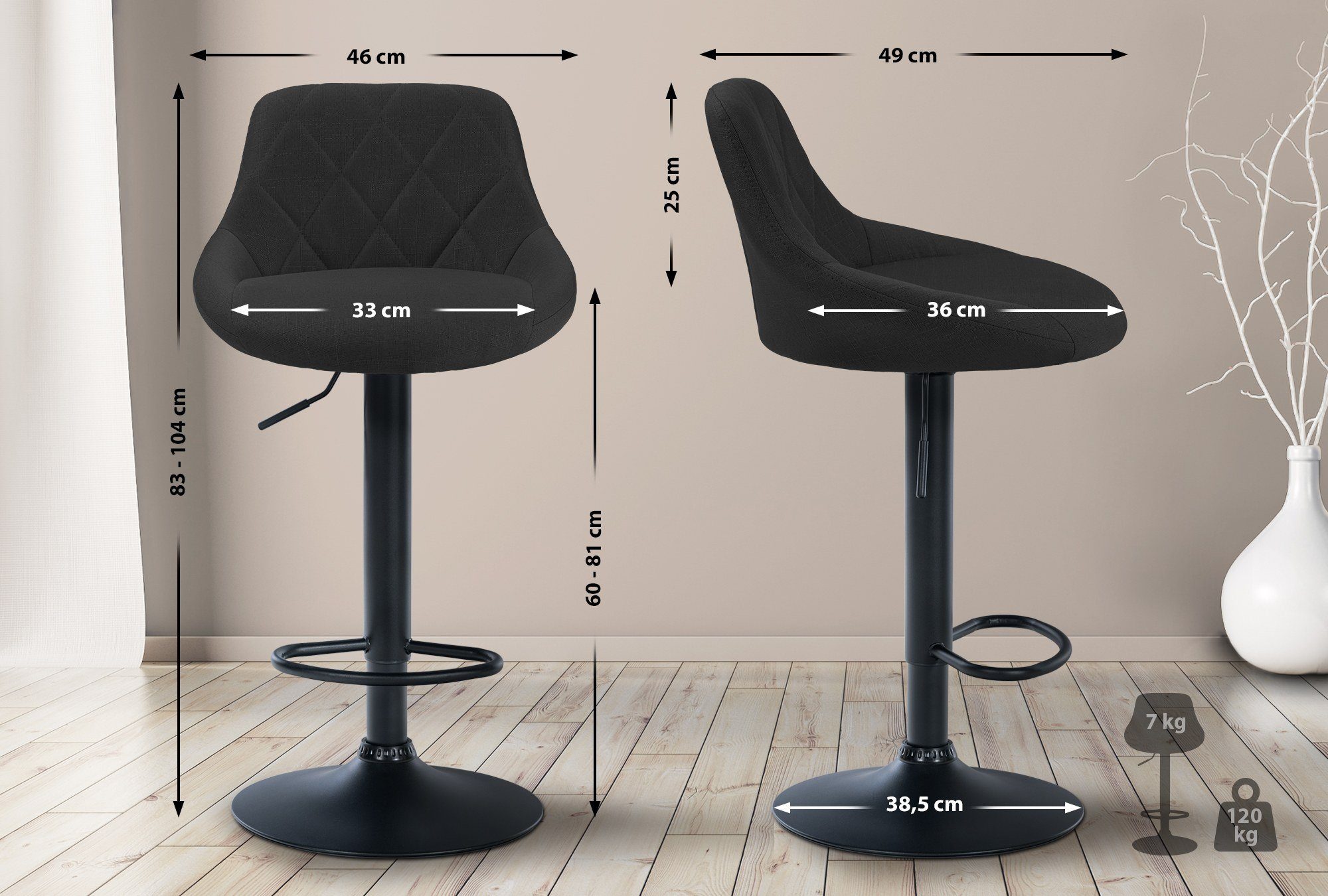 CLP Barhocker Lazio Stoff, höhenverstellbar und günstig online kaufen