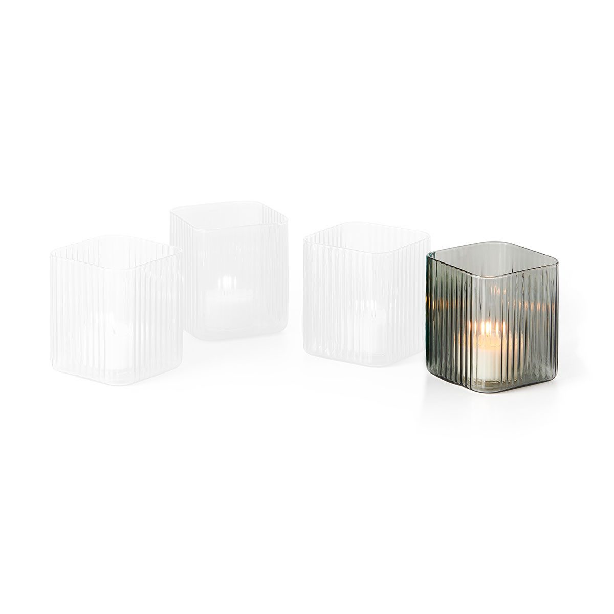 Philippi Design Teelichthalter Nouveau Teelichthalter Grau, durchgefärbtes Glas
