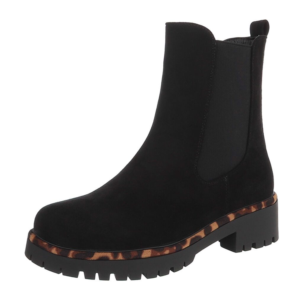 Ital-Design Damen Chelsea Boot mit Profilsohle und Blockabsatz Plateaustiefelette (92497495) Blockabsatz Stiefeletten in Schwarz