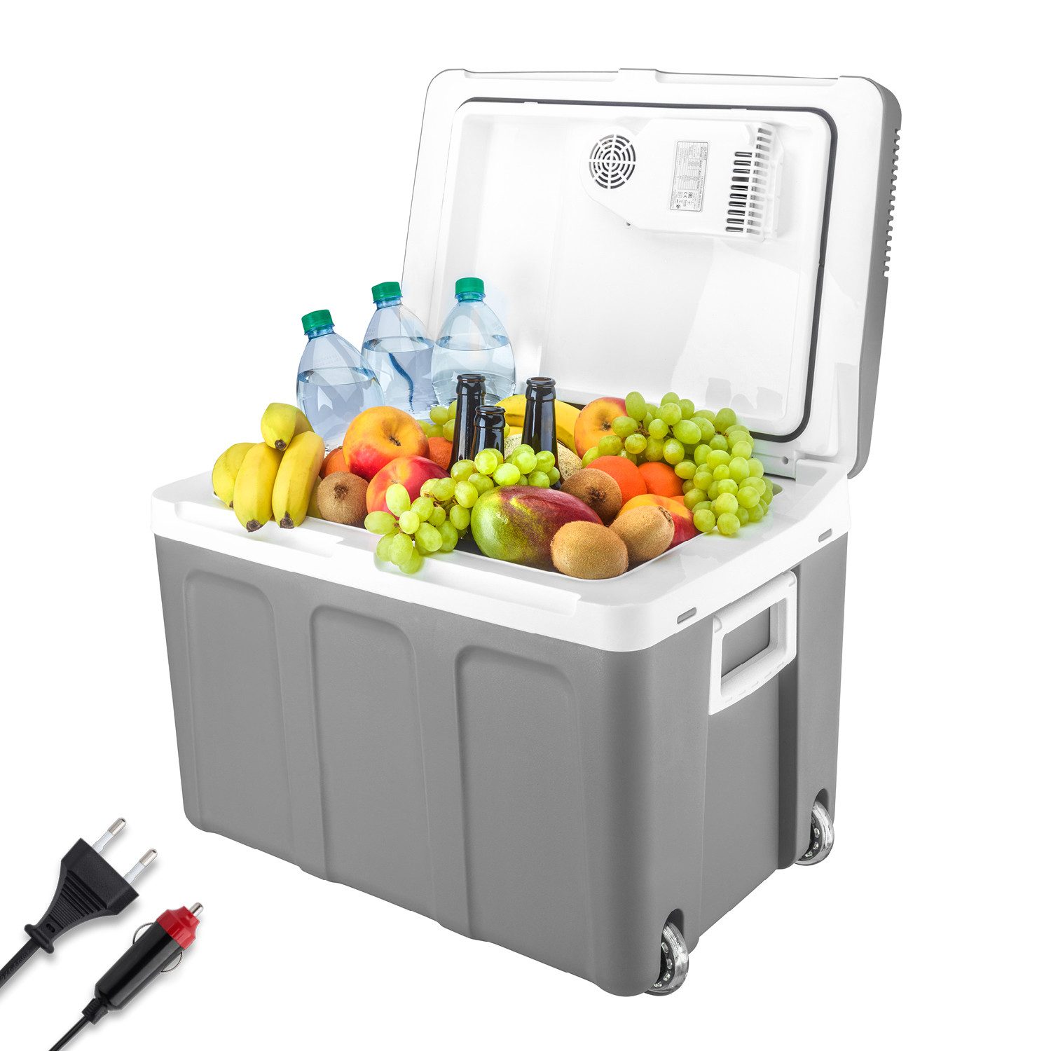 TZS FIRST AUSTRIA Elektrische Kühlbox Mobil Kühlschrank, 45L, 12V /230V Anschluss, 12-V-Stecker fürs Auto, für Camping, Festivals, Reisen, mit Kühl- und Warmhaltefunktion