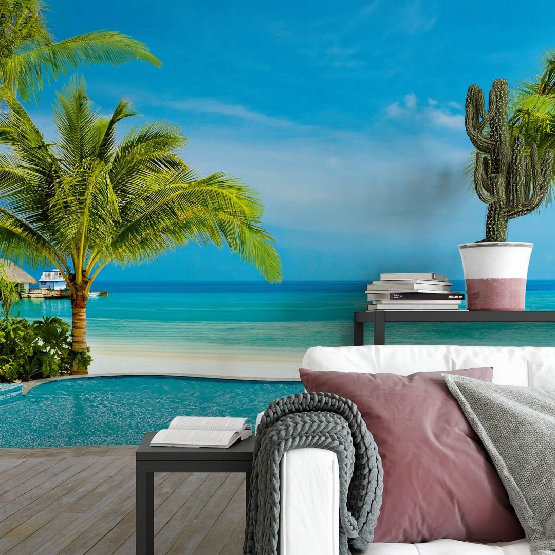K&L Wall Art Fototapete Große Fototapete Strandurlaub Papiertapete Meeresblick Tapete, Wohnzimmer Wandbild modern