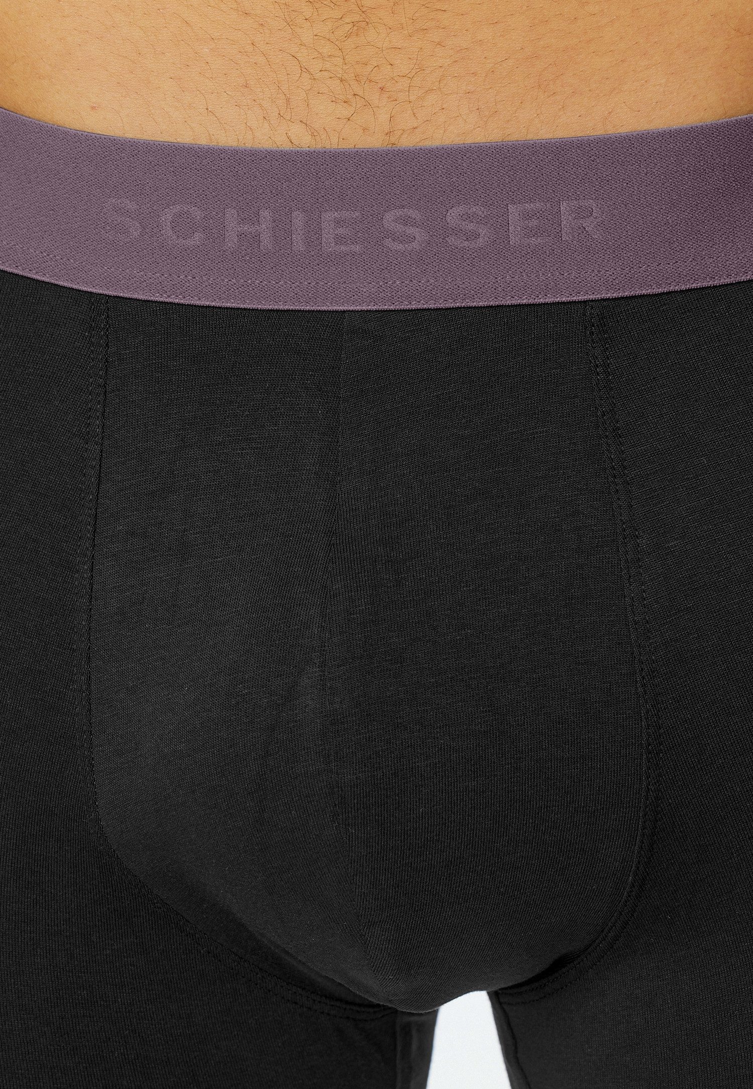 Schiesser Lange Unterhose 95/5 Multipacks (2er Pack) mit farblich abgesetztem, sportlichem Logo-Webgummibund