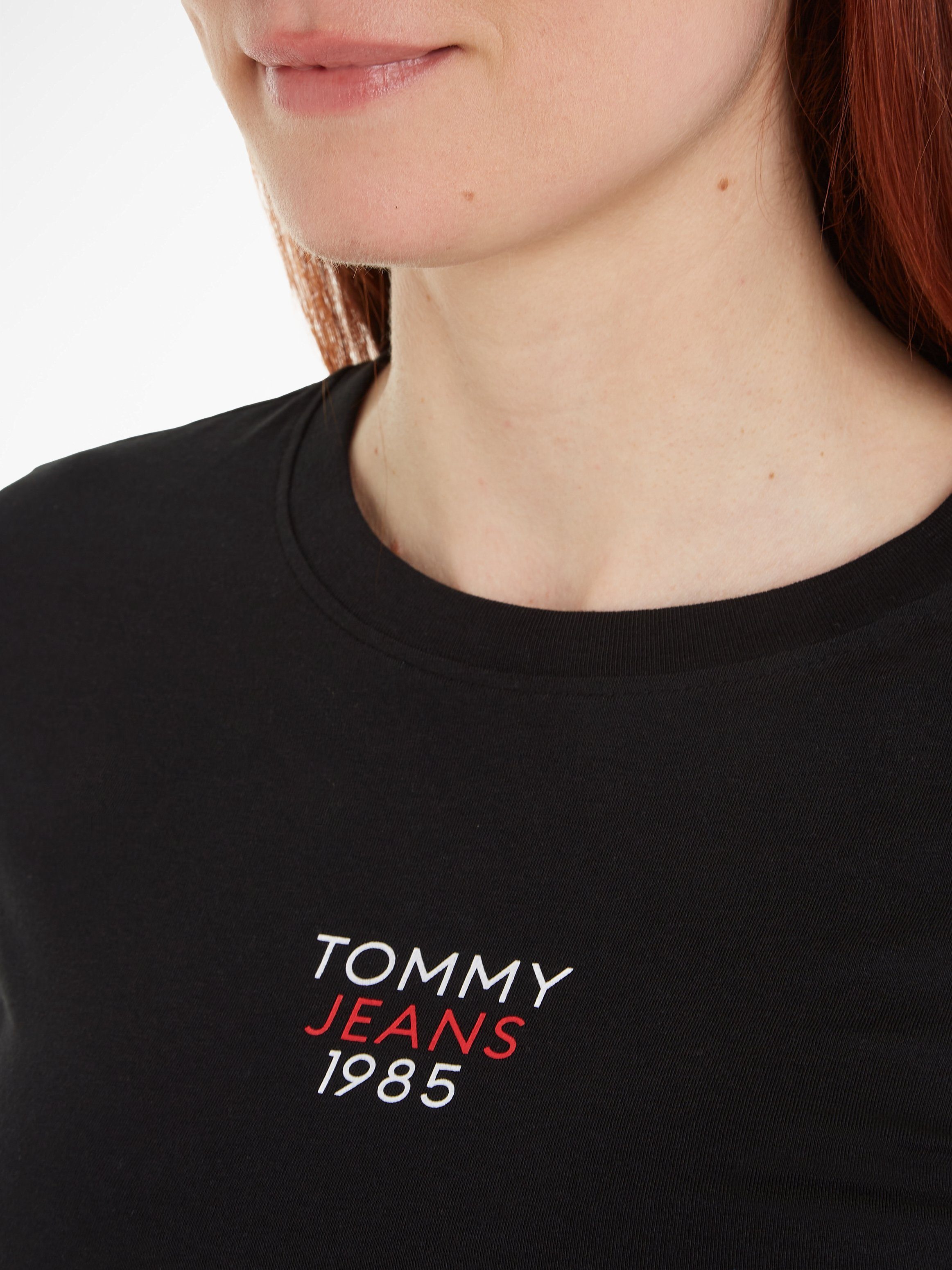 LS Logo-Schriftzug mit SLIM LOGO Jeans Tommy 1 Curve Tommy Jeans TJW EXT ESSENTIAL T-Shirt Black