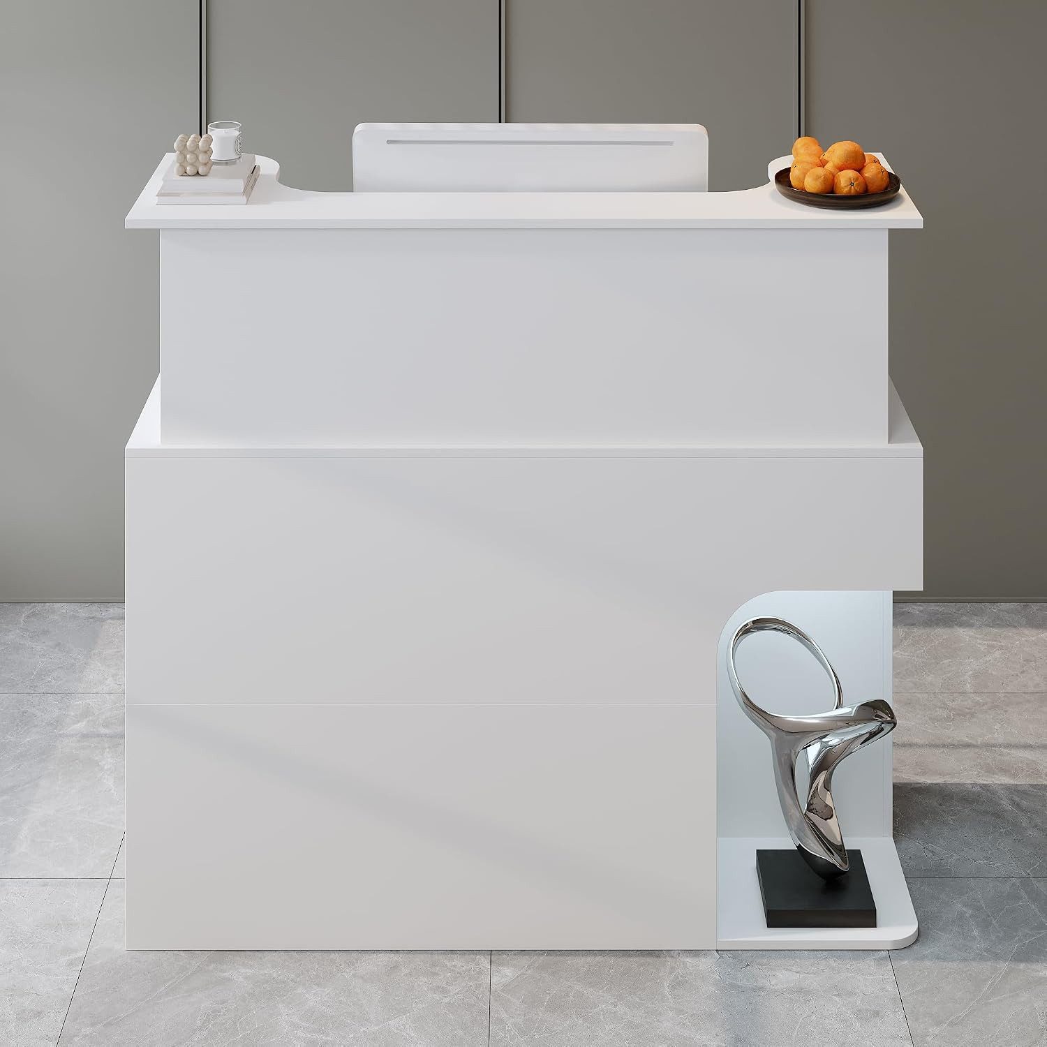 FUFU&GAGA Empfangstheke Empfangstheke mit LED-Beleuchtung, Weiß, MDF, 120×50×110 cm