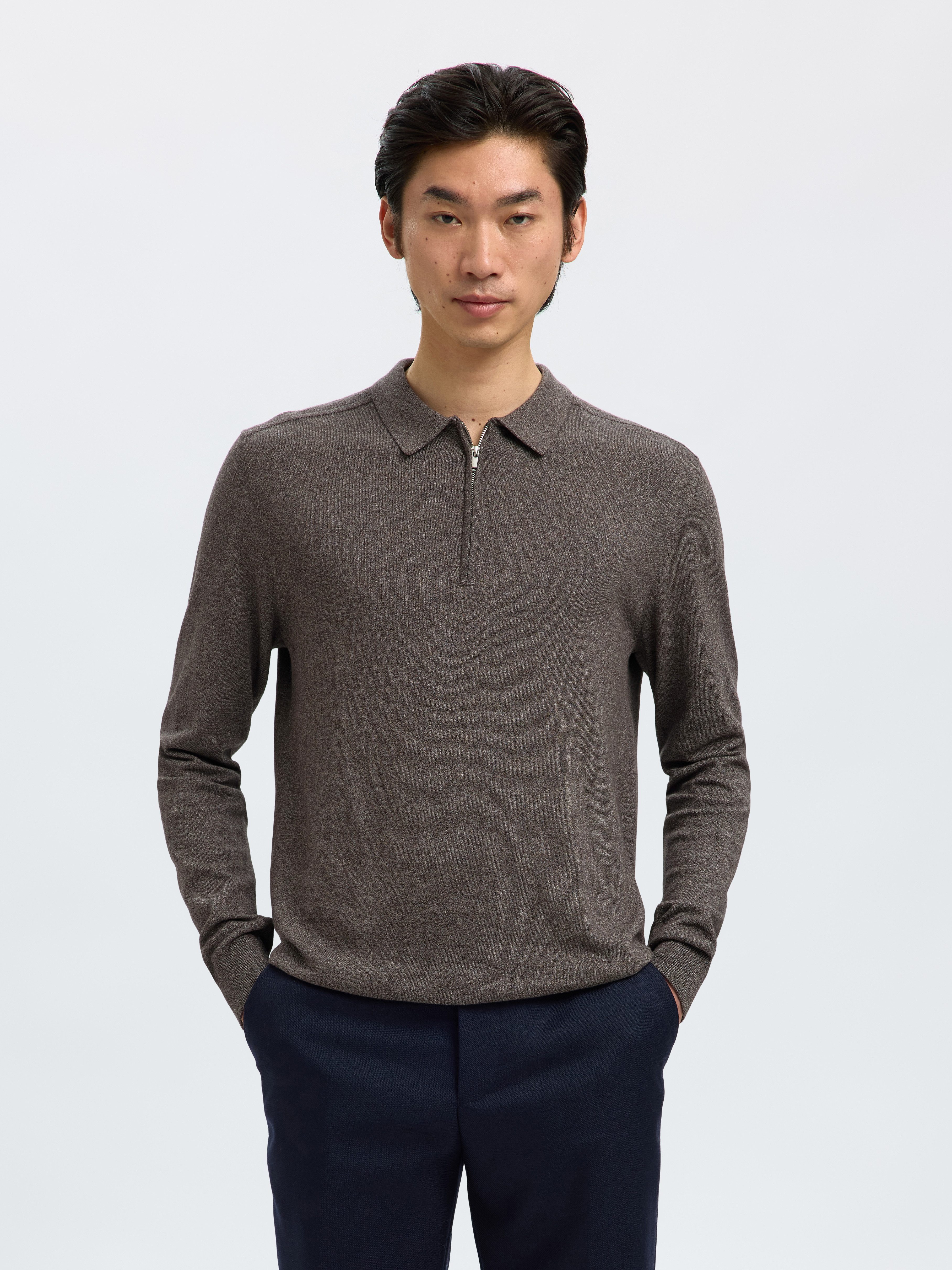 Selected Polokragenpullover SLHBERG LS HALF ZIP günstig online kaufen