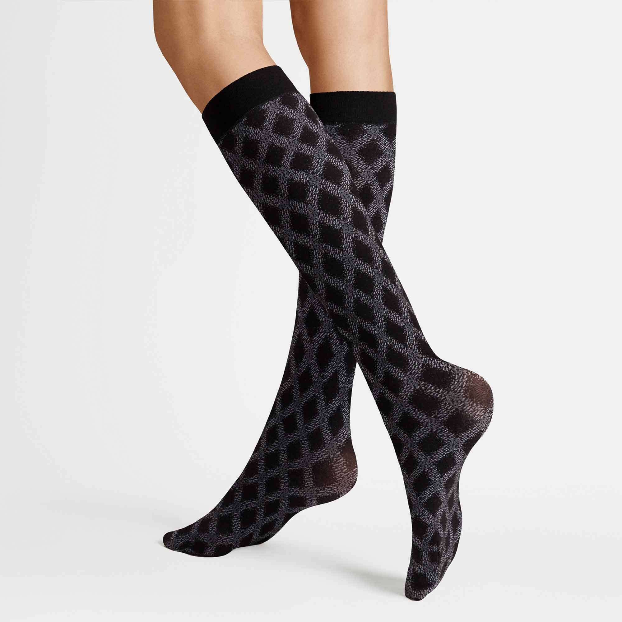 Hudson Feinkniestrümpfe Spirit Line (1-Paar) Гольфи mit Rauten-Muster