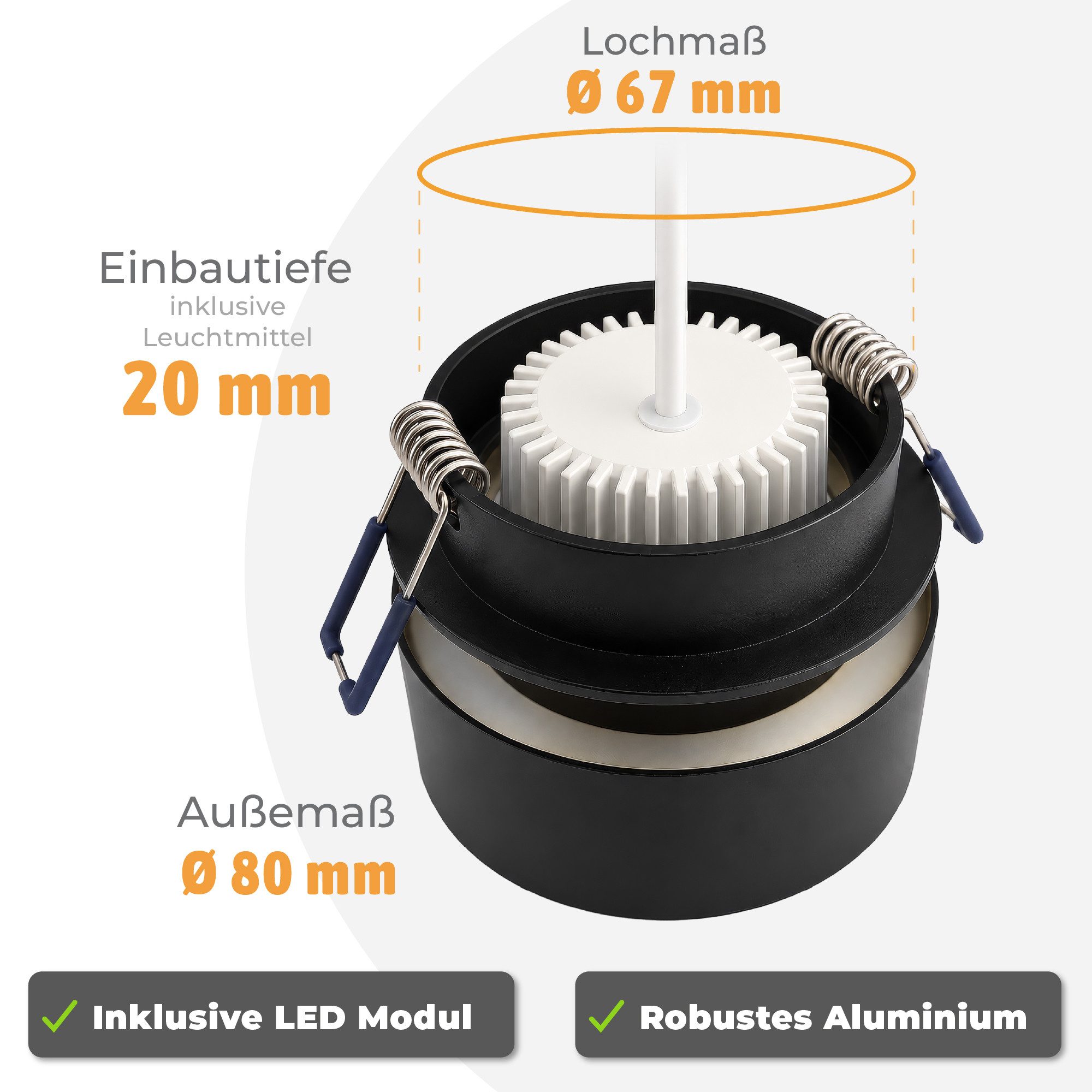 SSC-LUXon LED Aufbaustrahler Design LED Einbauspot Sudara schwarz gold indirektes Licht mit LED, Neutralweiß, Warmweiß, Tageslichtweiß – Bild 5 von 5
