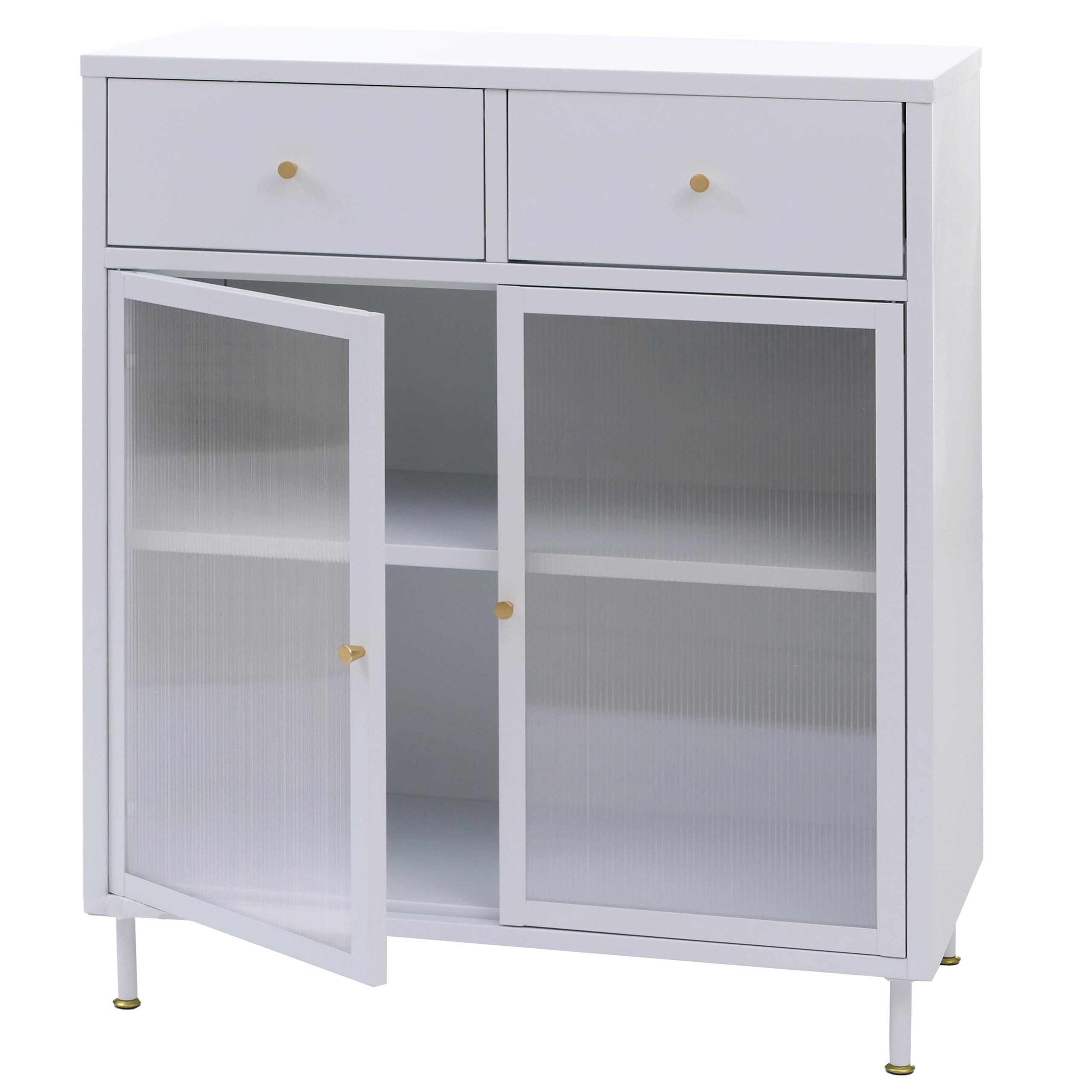MCW Kommode MCW-O87-K, Halbtransparente Schilfglastüren für modernen Optik