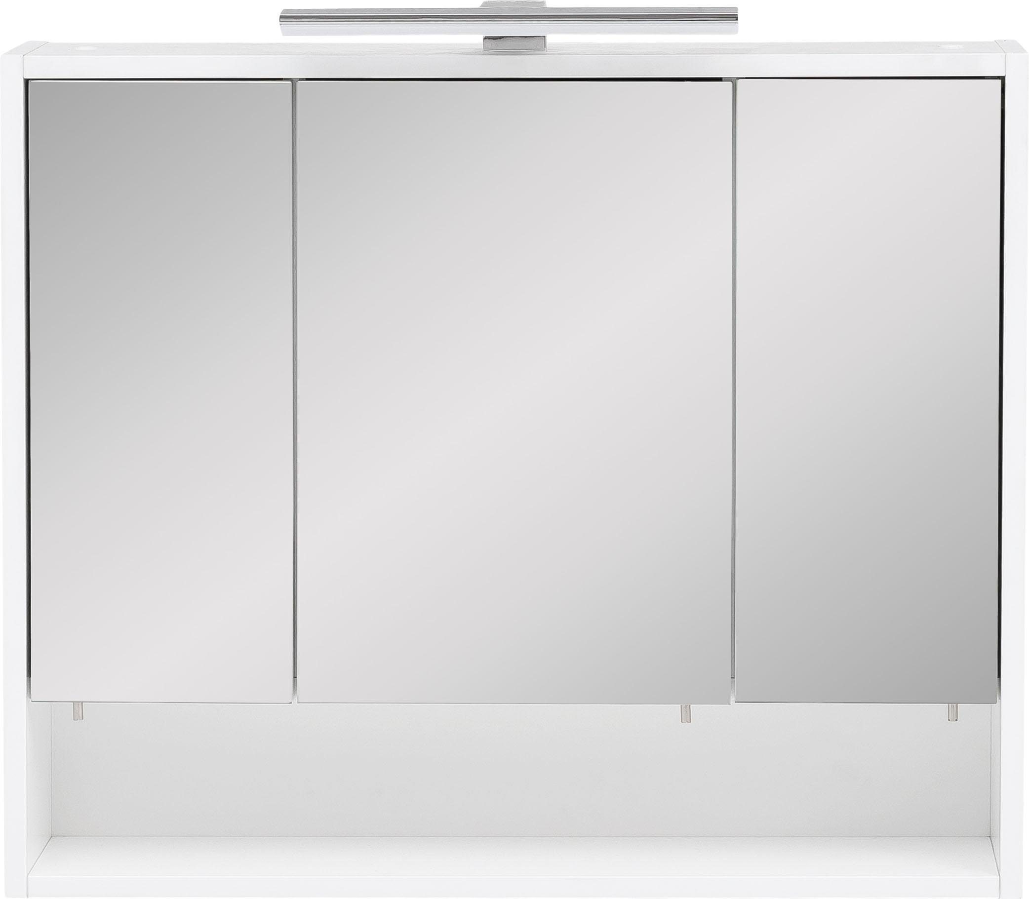 Schildmeyer Spiegelschrank Kent Badmöbel. Breite cm, LED-Beleuchtung und 70 Schalter-/Steckdosenbox kreideweiß