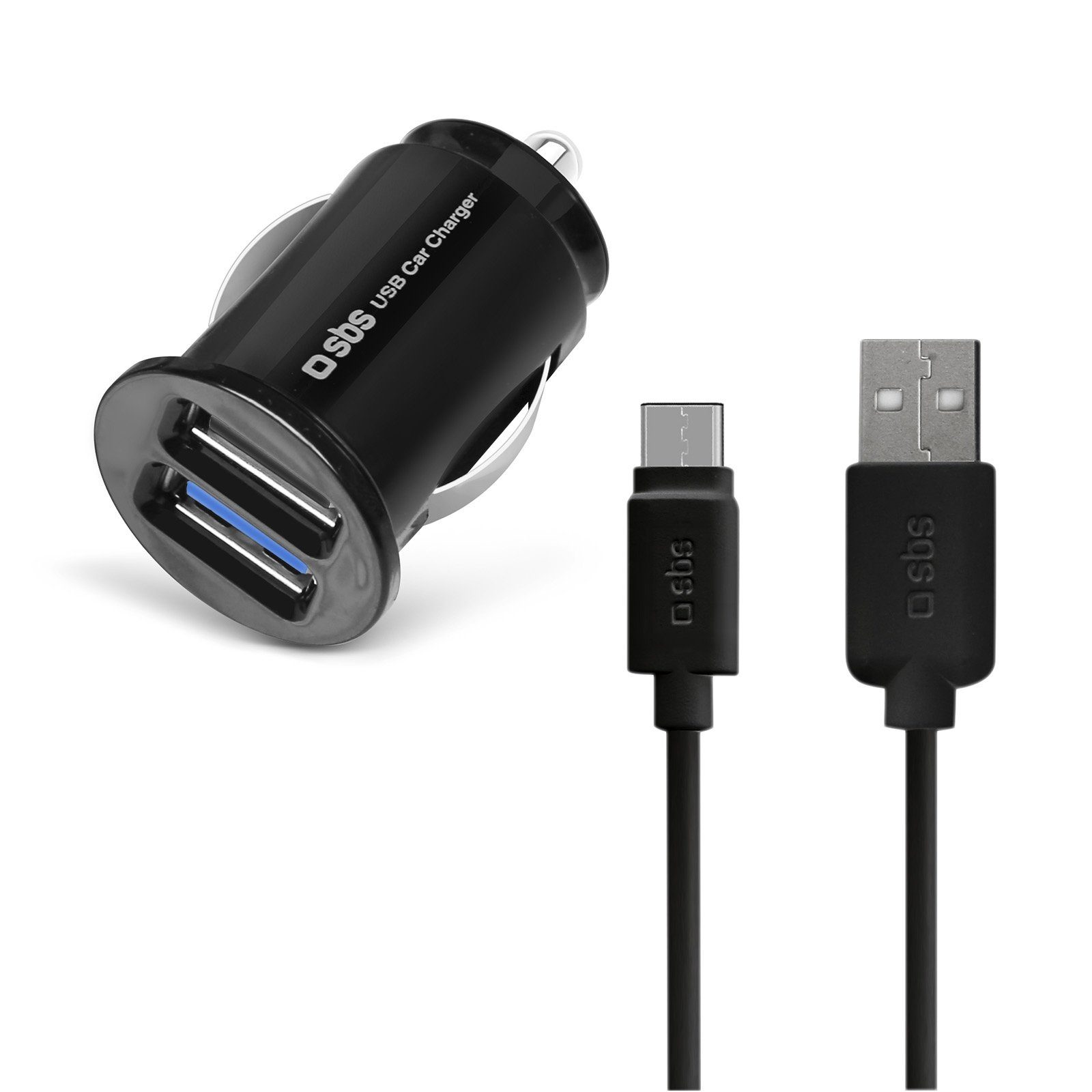 sbs »KFZ Handy Ladegerät mit USB Typ C Kabel- Auto USB Ladegerät Mini  12/24V 2 USB Ausgänge & 2.1A - KFZ USB Ladeadapter« USB-Ladegerät online  kaufen | OTTO