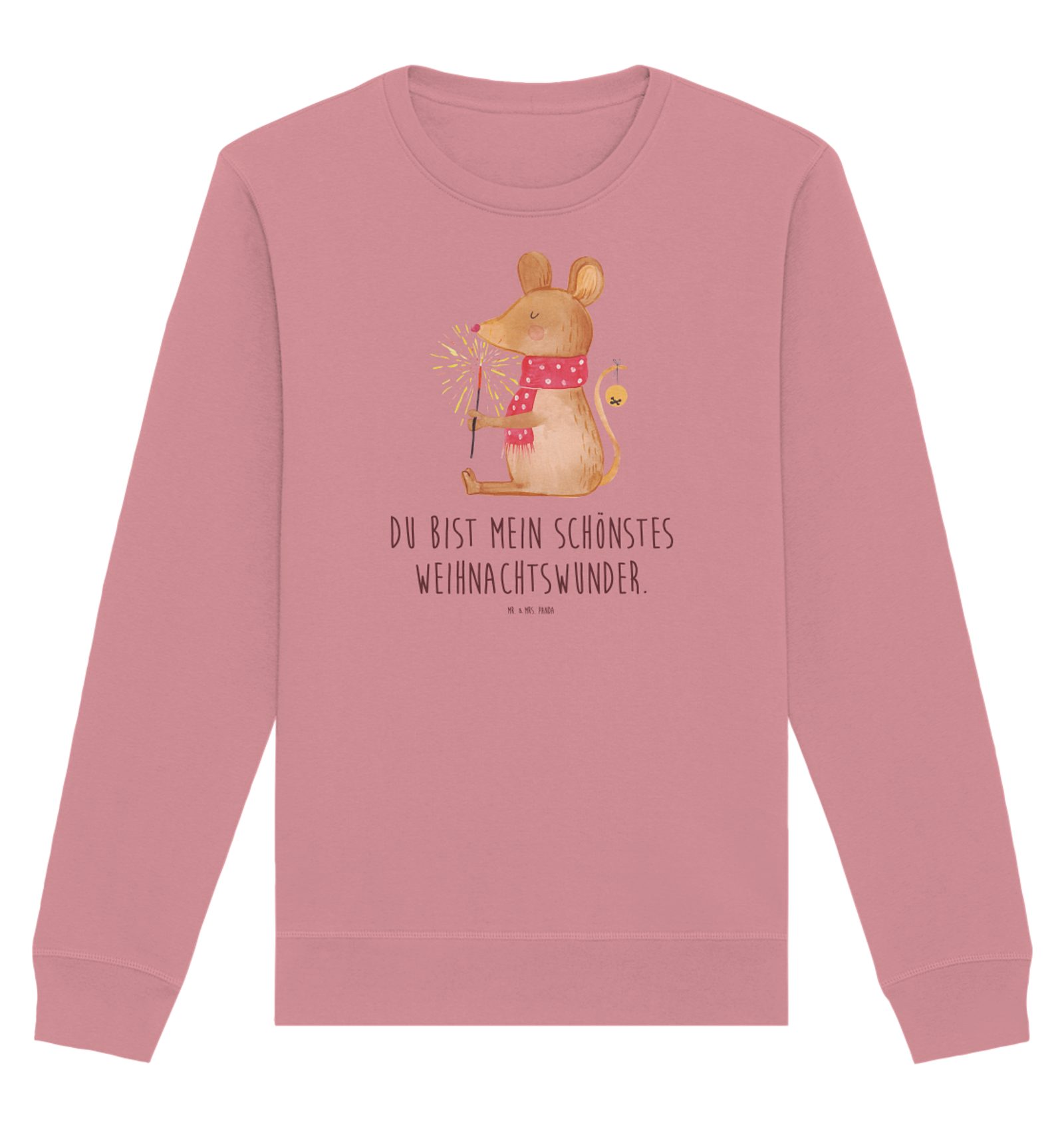 Longpullover Maus Weihnachten Größe L - Canyon Pink - Geschenk, Sweatshirt Frauen