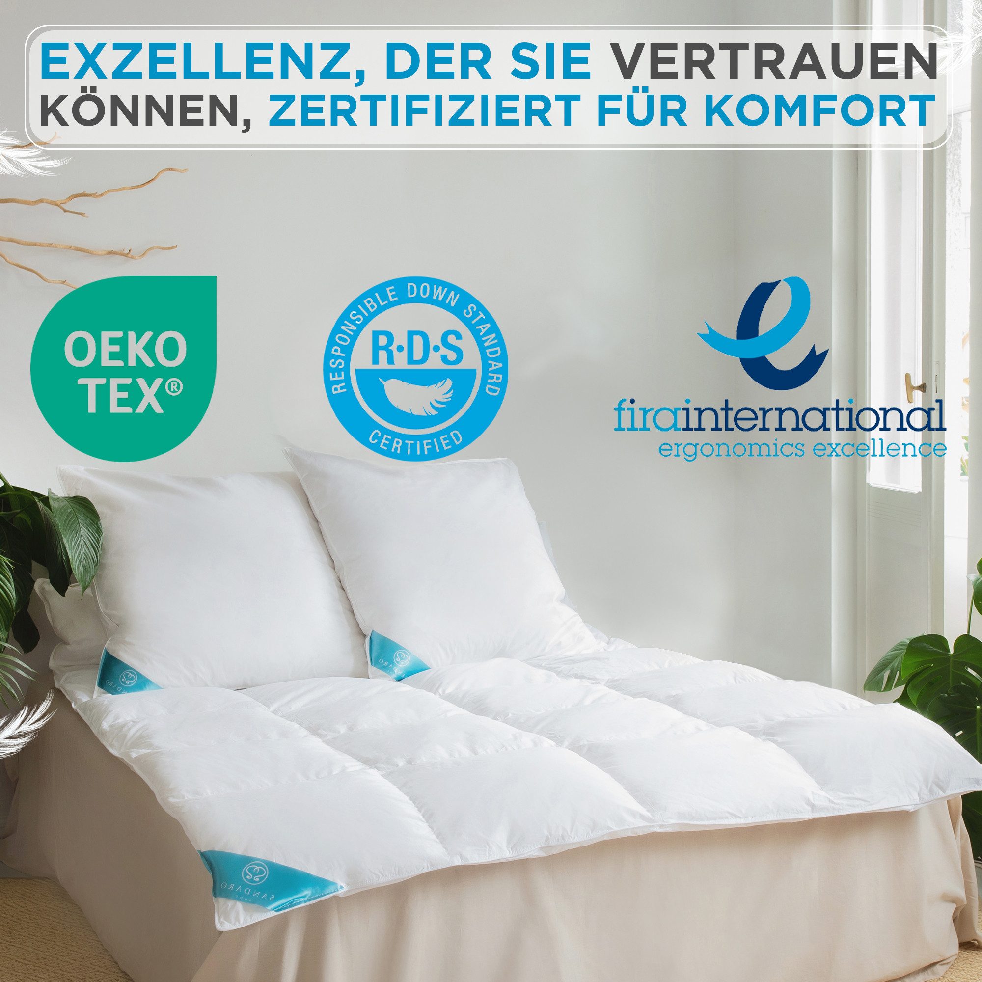 Sandaro Home Federkissen 1500 gr, 100% FEDERFÜLLUNG, 80 x 80 cm, Füllung: 1 günstig online kaufen