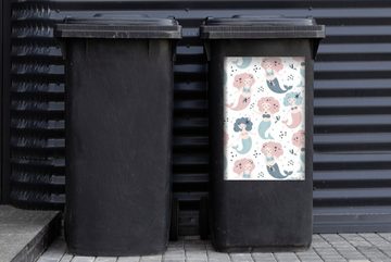 MuchoWow Wandsticker Muster - Meerjungfrau - Sterne (1 St), Mülleimer-aufkleber, Mülltonne, Sticker, Container, Abfalbehälter
