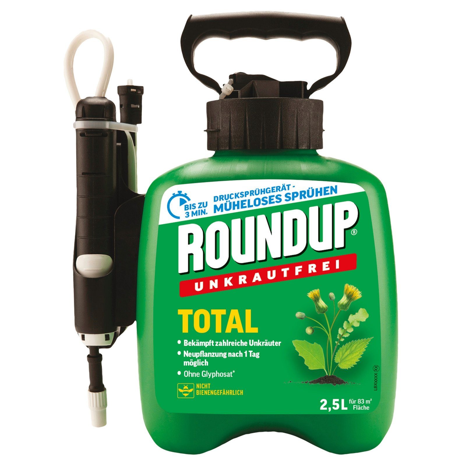 ROUNDUP Unkrautbekämpfungsmittel Roundup Unkrautfrei TOTAL, 2,5 L Drucksprühsystem -
