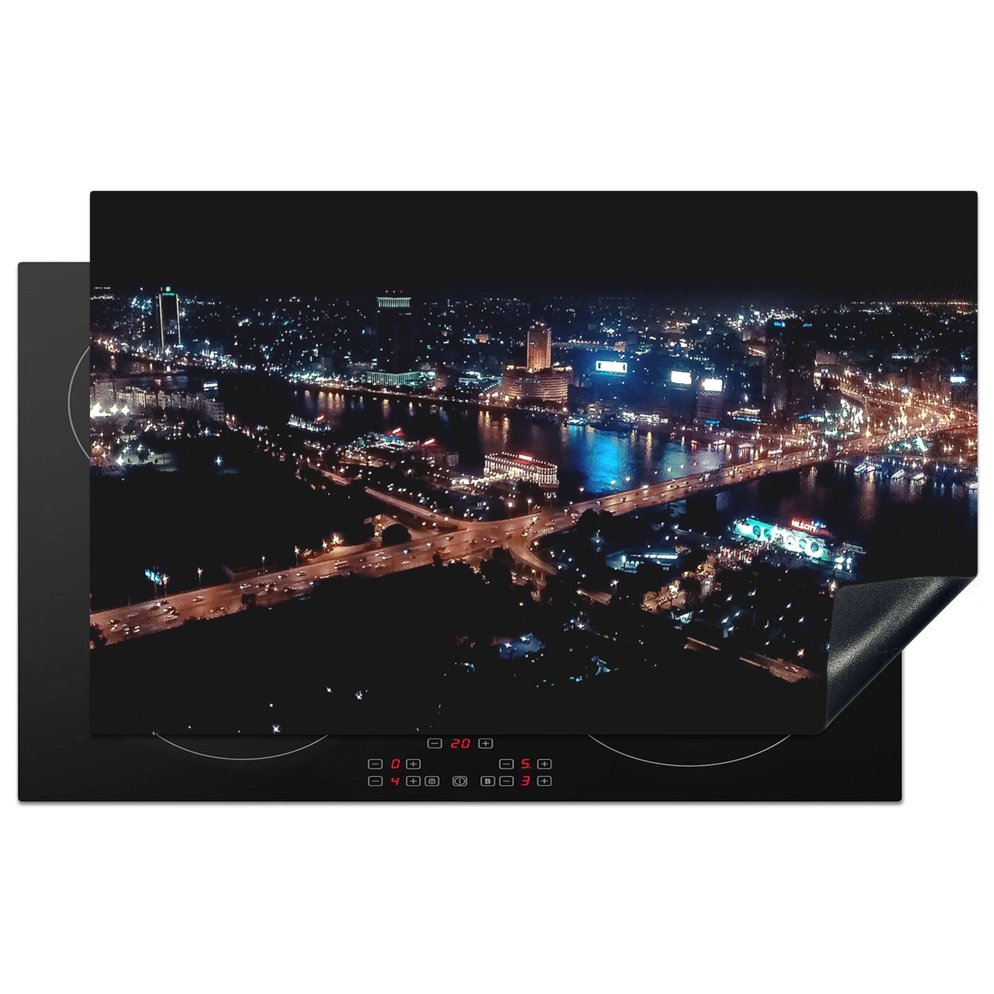 Nil Kairo am Arbeitsplatte Ceranfeldabdeckung, tlg), von Vinyl, für Ägypten, MuchoWow 83x51 Die in küche Skyline cm, Herdblende-/Abdeckplatte (1
