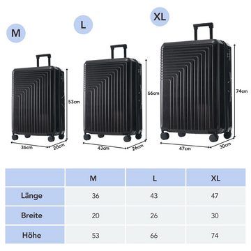 Gotagee Kofferset 3-teiliges Koffer-Set Gepäckstück Reisekoffer mit TSA-Schloss Schwarz, Rechteckige Streifen