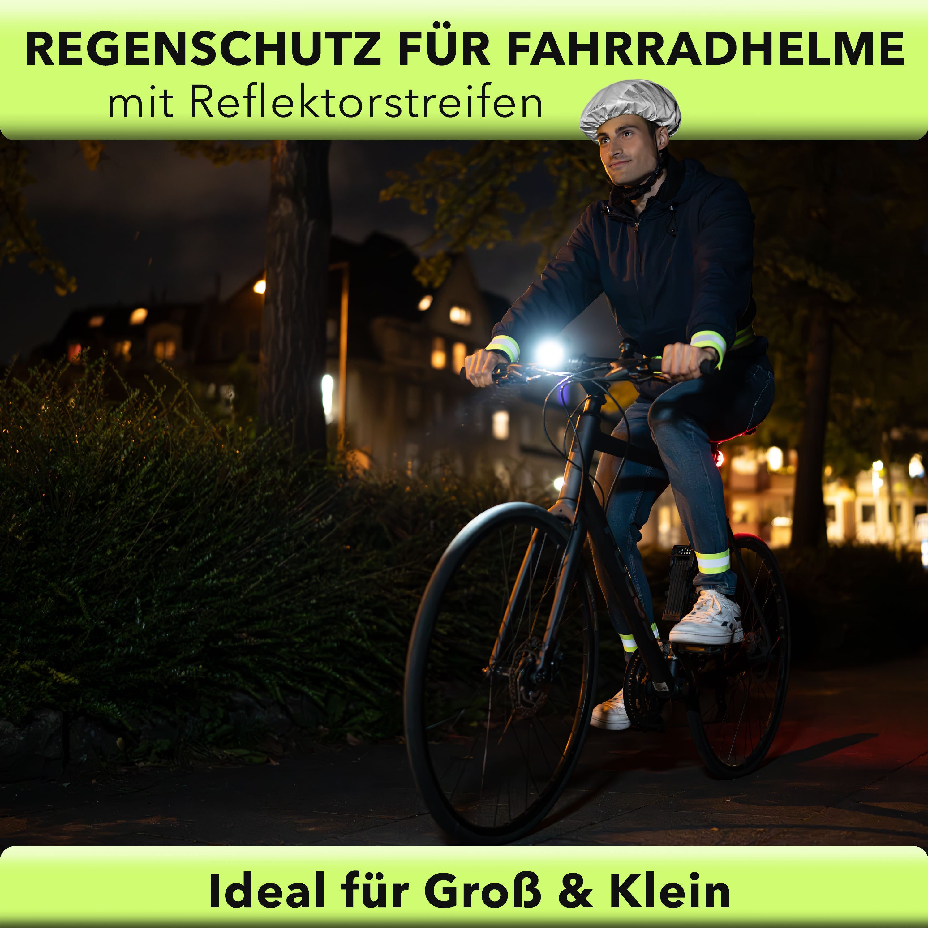 AVANA Fahrradhelmüberzug Regenschutz für Fahrradhelm reflektierende Abdeckung Regenüberzug, Reflektoren, Wasserdicht
