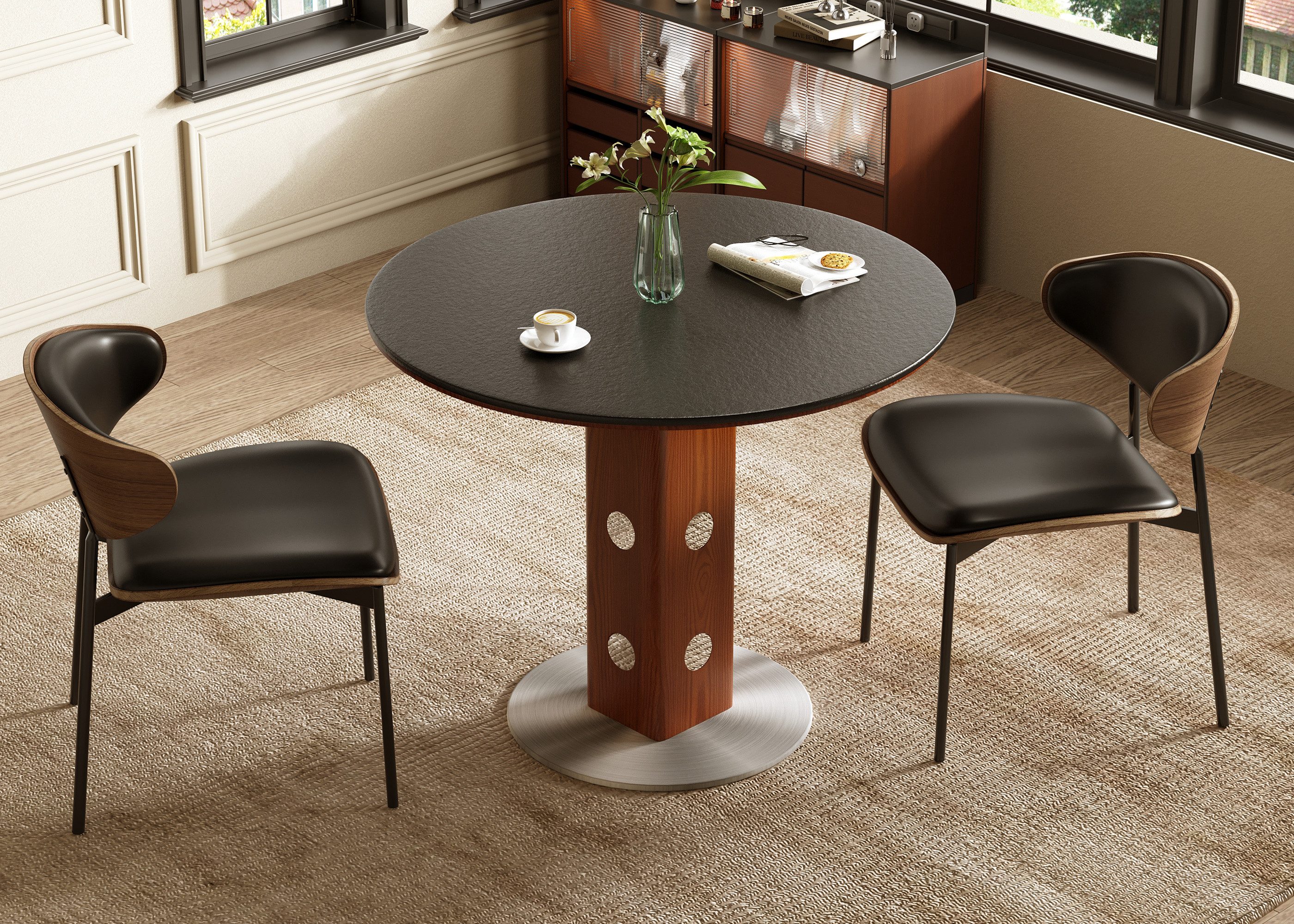 oleyluckidea Esstisch Sintersteinplatte, Holz-Metallgestell, modern (Set, ein Esstisch), Breite 90 cm