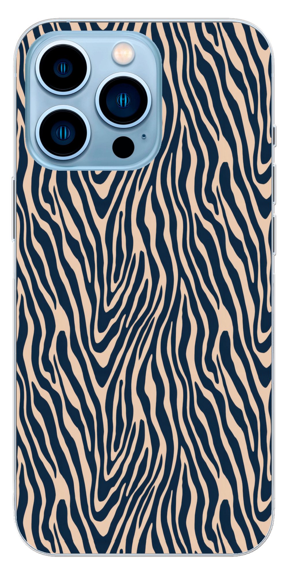 MuchoWow Handyhülle für Apple iPhone 13 Pro Max Zebra - Muster - Blau - Beige, Smartphone-Bumper, Print, Handy Schutzhülle Dünn
