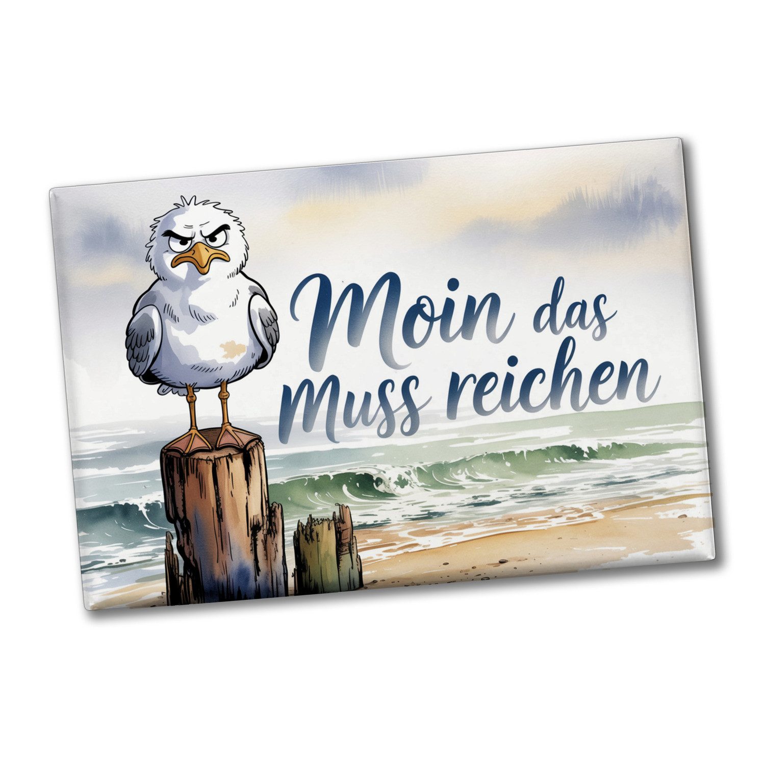 speecheese Magnet Möwe Aquarell Moin Spruch Souvenir Souvenir Magnet