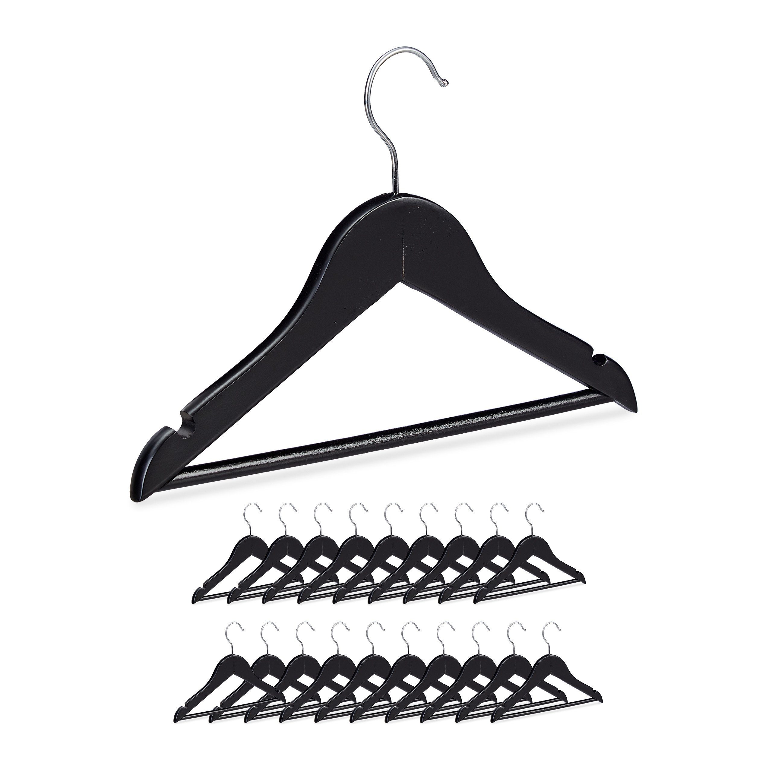 relaxdays Kleiderbügel Kinderkleiderbügel Holz schwarz günstig online kaufen