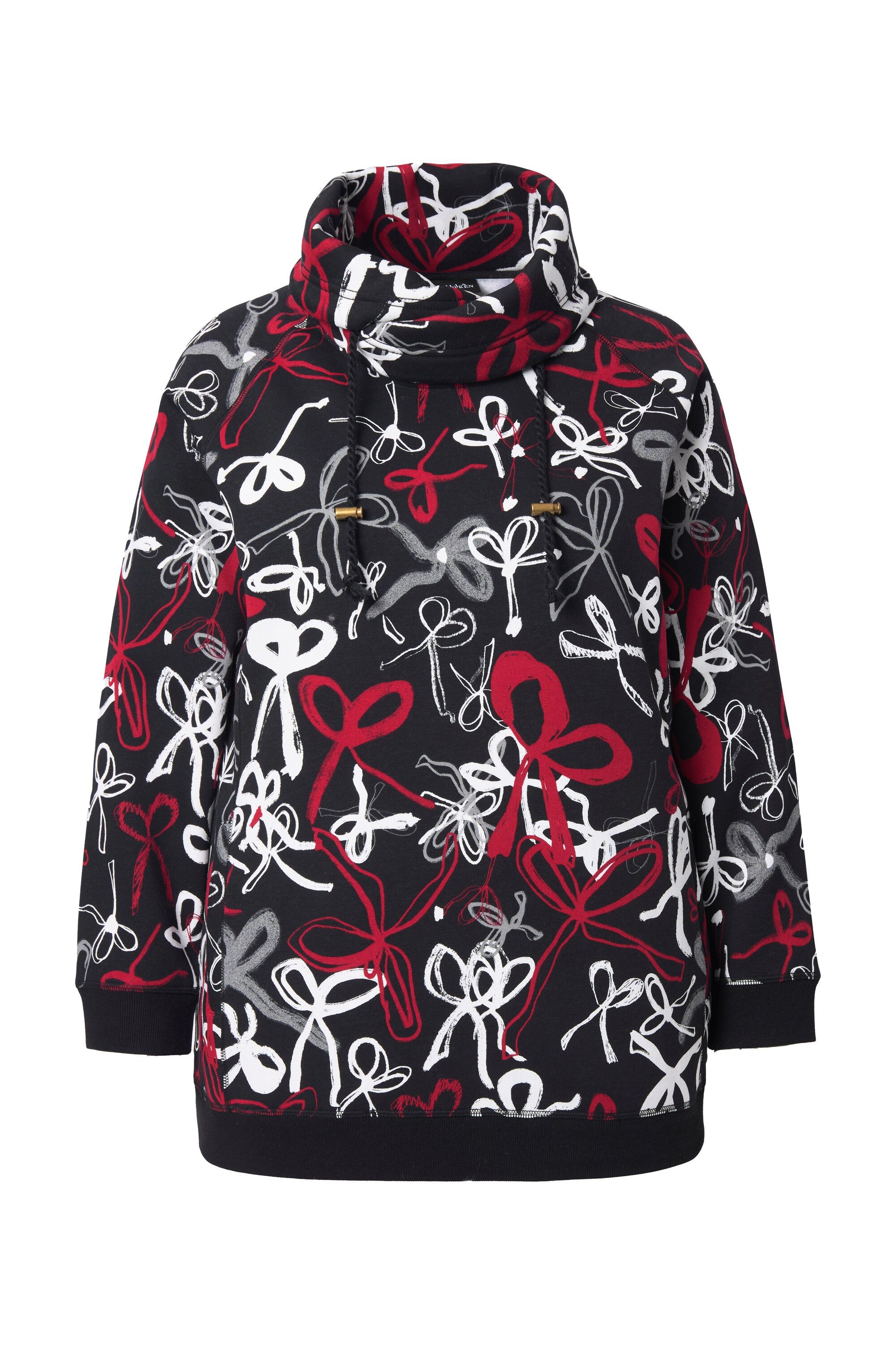 Ulla Popken Sweatshirt Sweatshirt Scribble-Muster Stehkragen Langarm günstig online kaufen